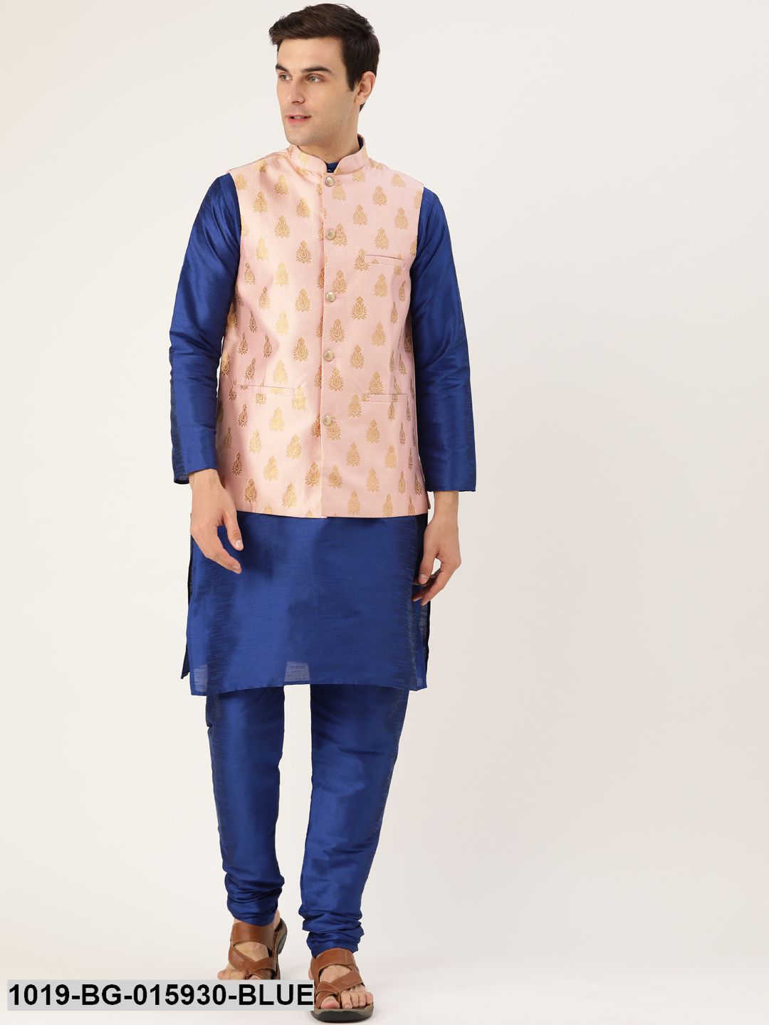 Buy Rose Shadow Pink Self Patterned Half Jacket Online @Manyavar - Nehru  Jacket for Men