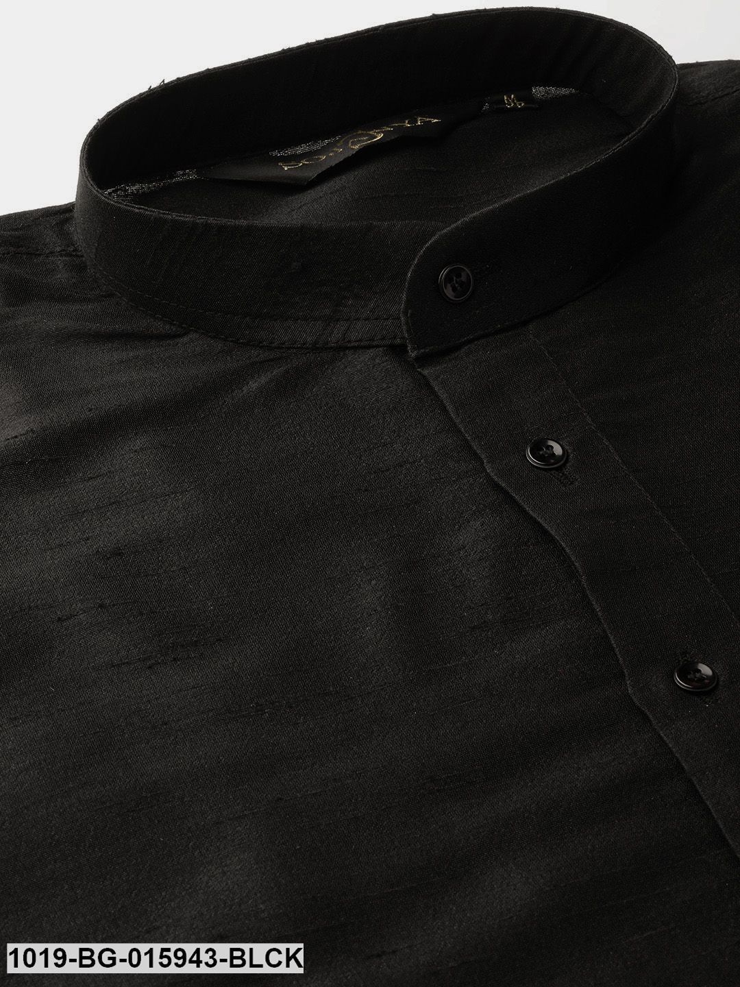 Men's Silk Blend Black Kurta Pyjama & Peach Nehru jacket Combo - Sojanya