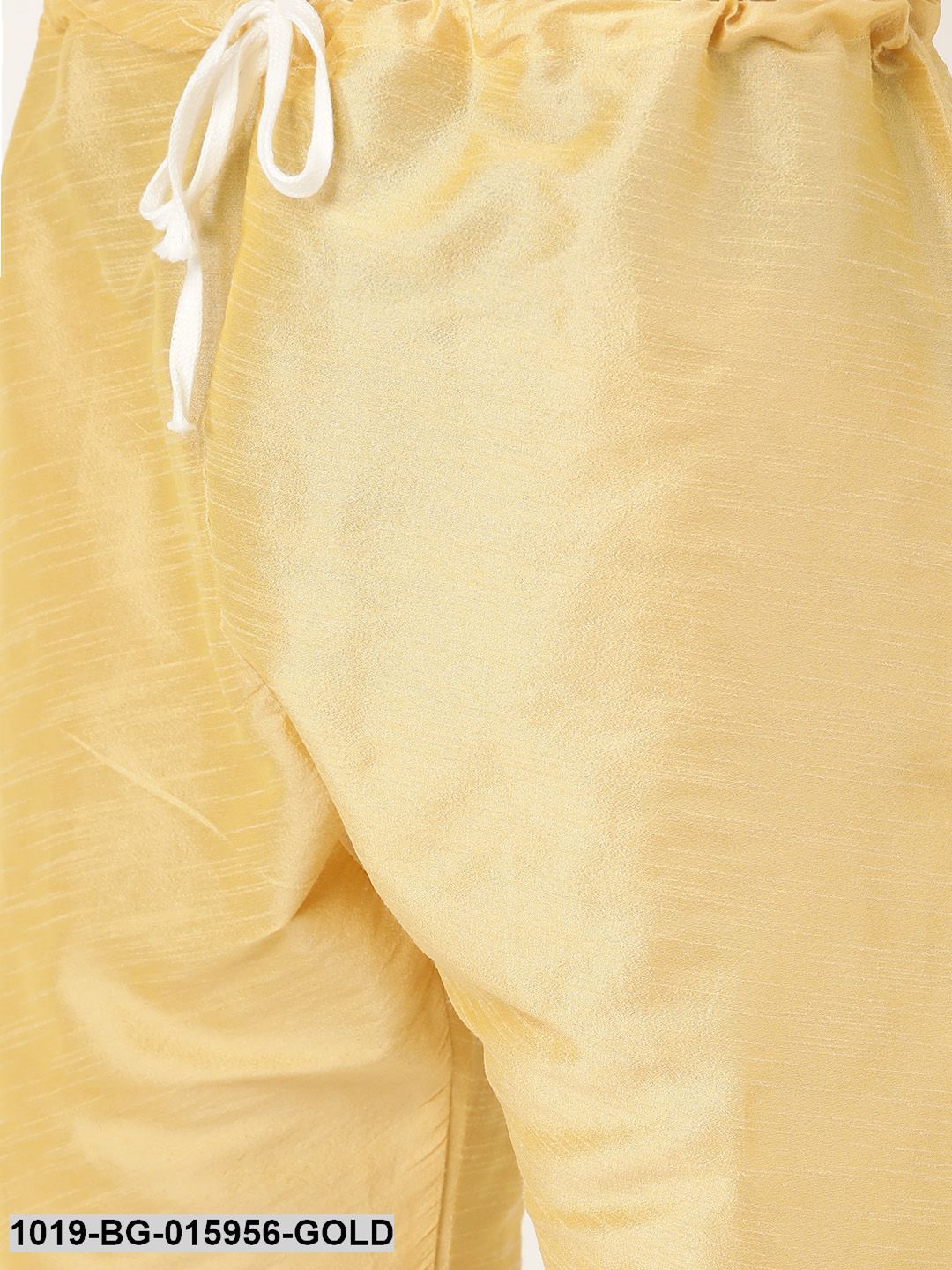Men's Silk Blend Gold Kurta Pyjama & Navy Blue Nehru jacket Combo - Sojanya