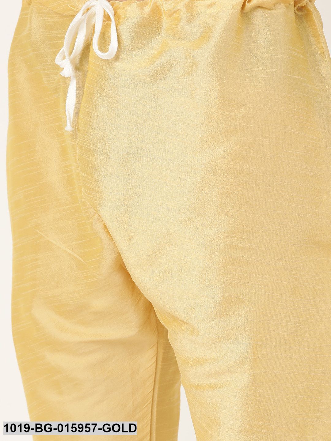 Men's Silk Blend Gold Kurta Pyjama & Maroon Nehru jacket Combo - Sojanya