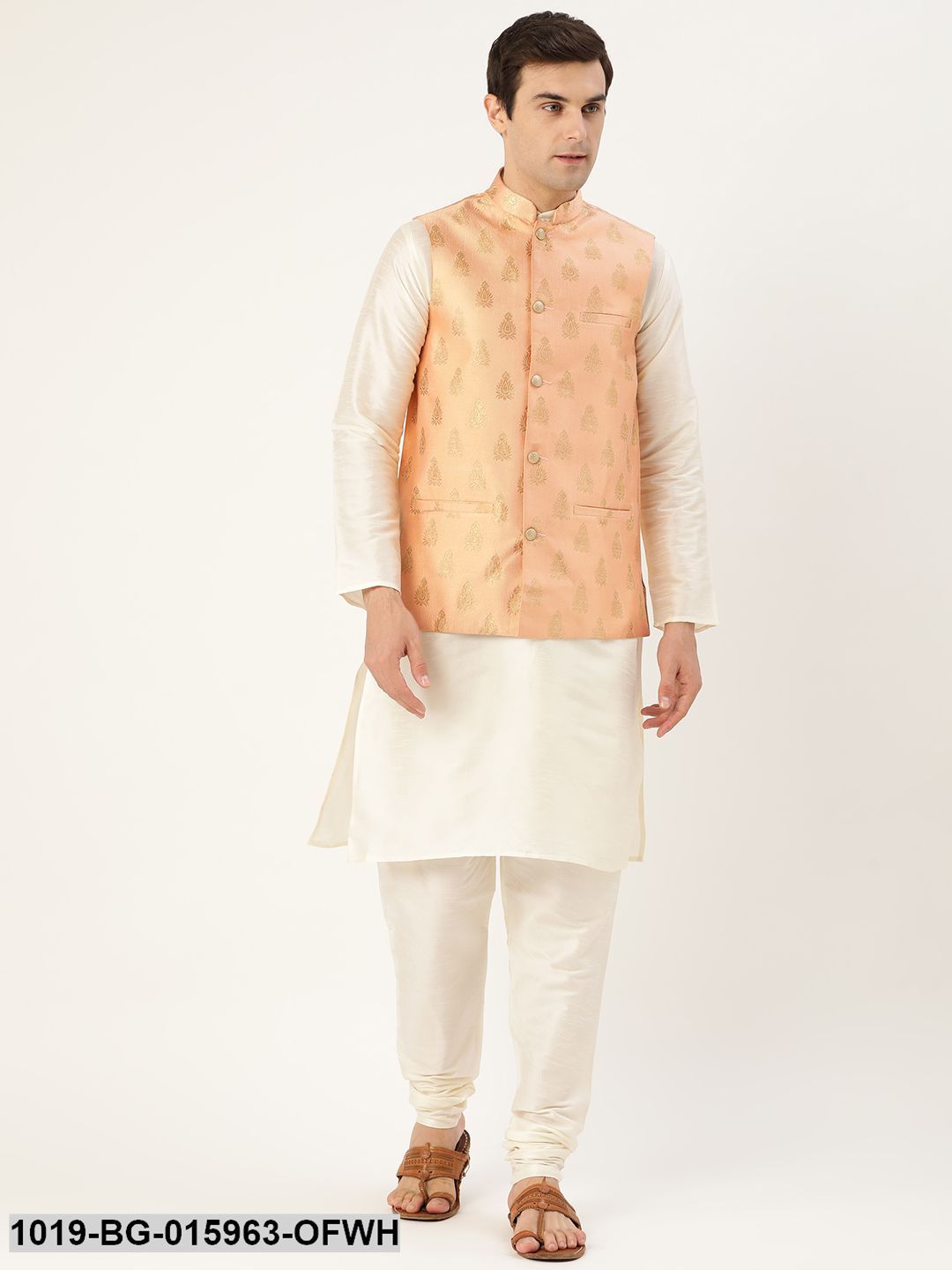 Buy SOJANYA (Since 1958 Men's Silk Blend Gold Kurta Pyjama & Black Self  Design Nehru Jacket Combo at Amazon.in