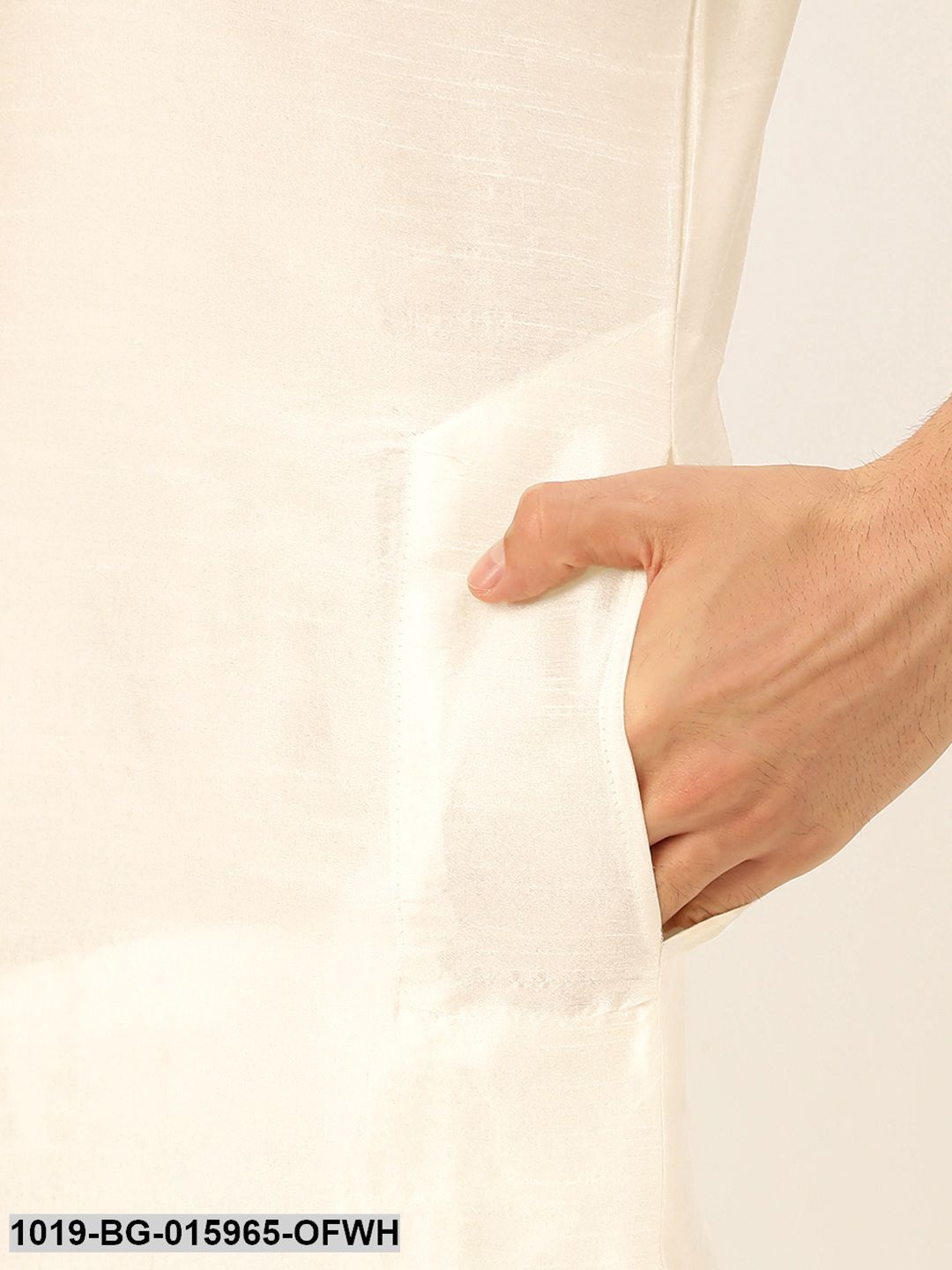 Men's Silk Blend Off White Kurta Pyjama & Beige Nehru jacket Combo - Sojanya