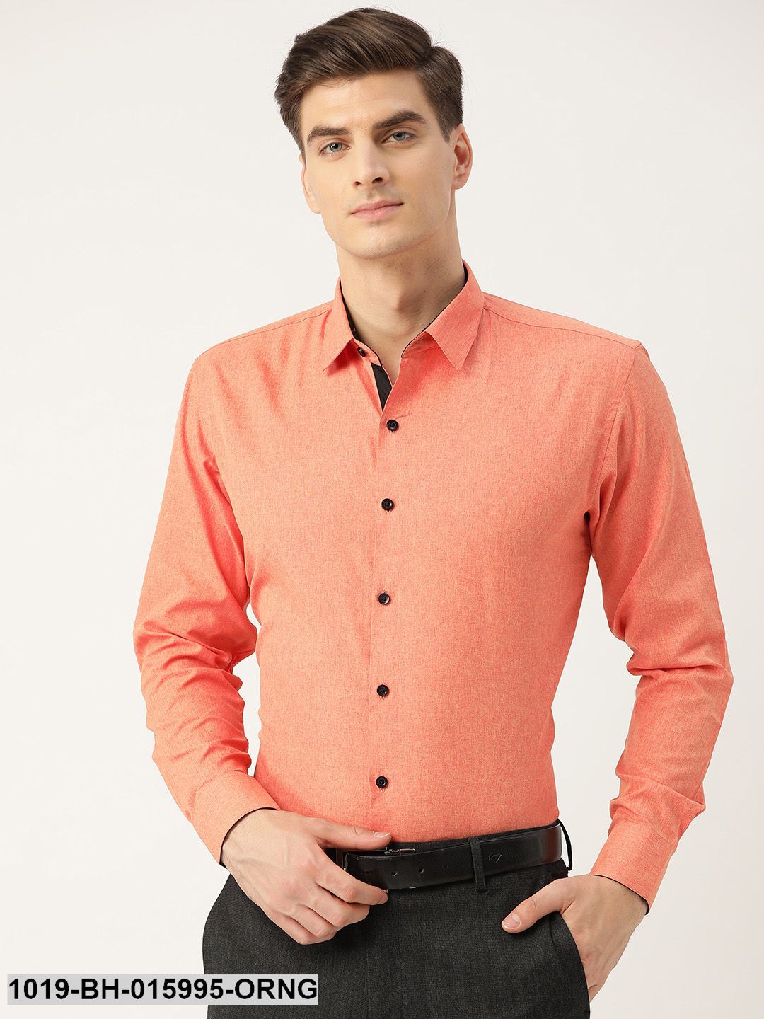 Men's Cotton Orange Formal Shirt - Sojanya