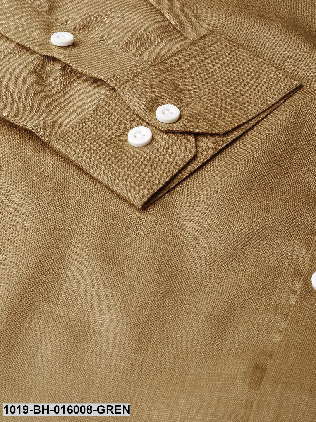 Men's Cotton Moss Green Chinese Collar Shirt - Sojanya
