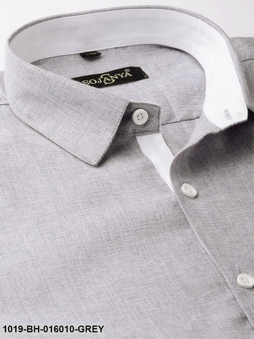 Men's Cotton Linen Light Grey Casual Shirt - Sojanya