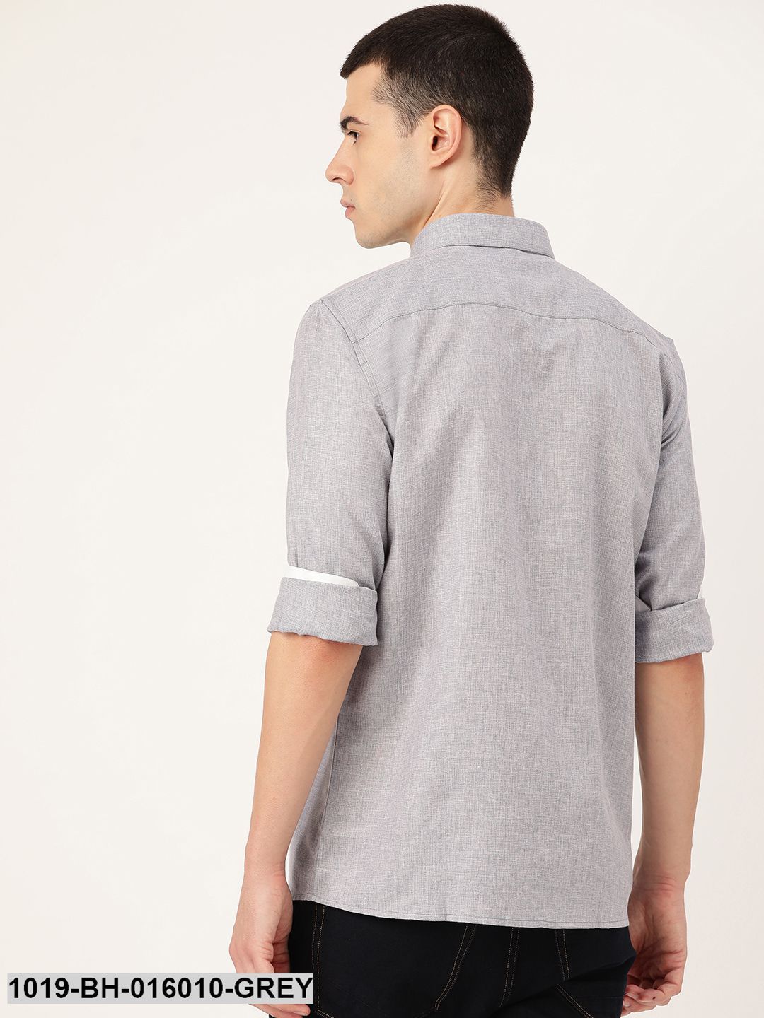 Men's Cotton Linen Light Grey Casual Shirt - Sojanya
