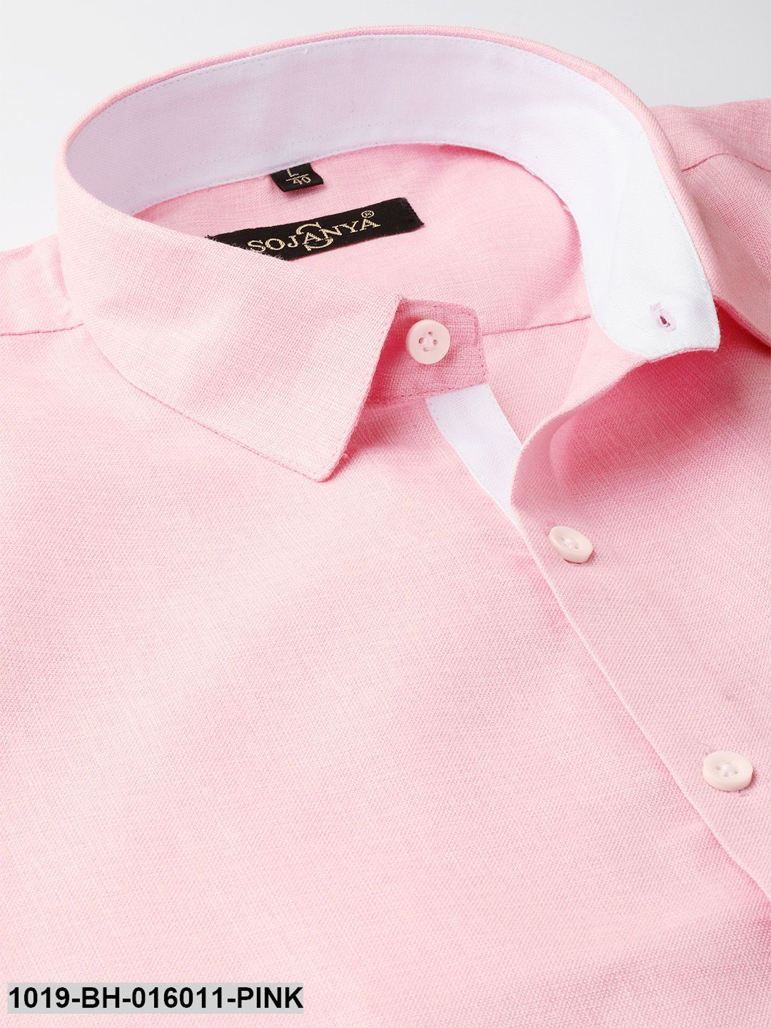 Men's Cotton Linen Pink Casual Shirt - Sojanya