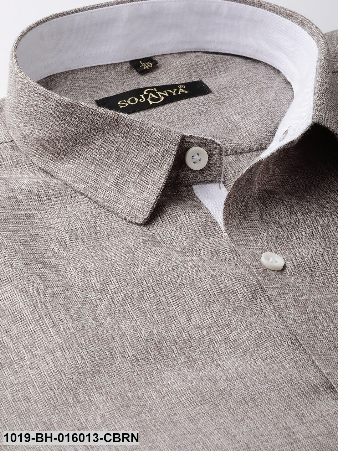 Men's Cotton Linen Coffee Brown Casual Shirt - Sojanya