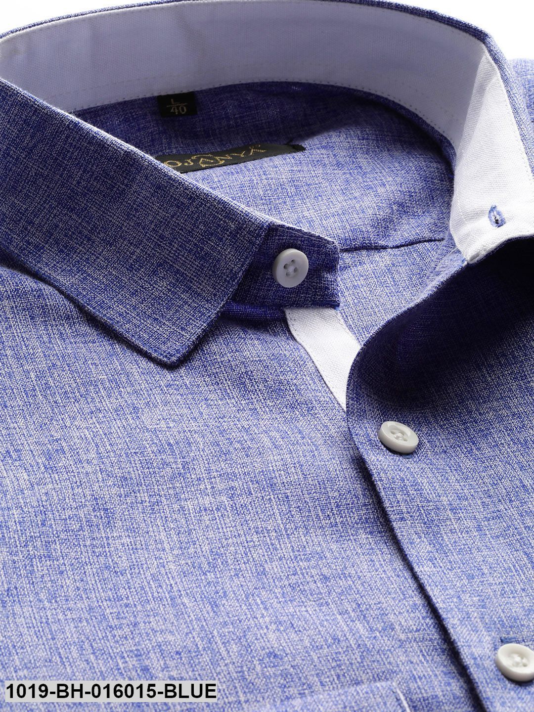 Men's Cotton Linen Indigo Blue Casual Shirt - Sojanya