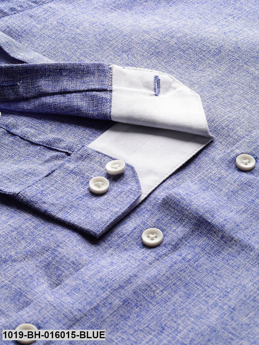 Men's Cotton Linen Indigo Blue Casual Shirt - Sojanya
