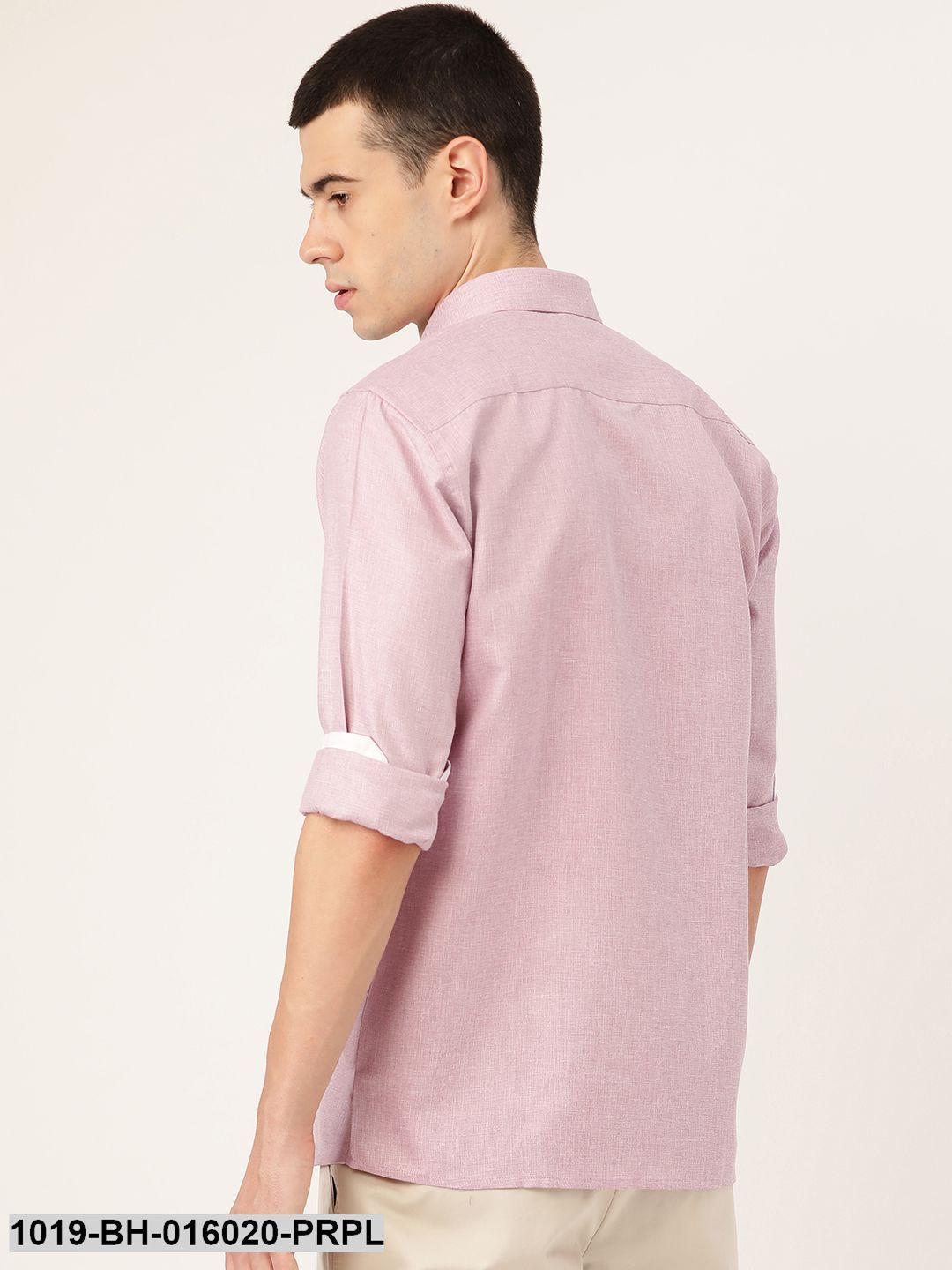 Men's Cotton Linen Light Purple Casual Shirt - Sojanya