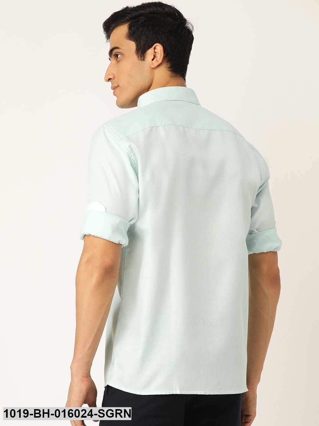 Men's Cotton Linen Sea Green Casual Shirt - Sojanya