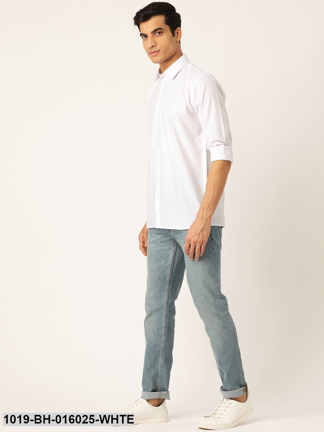 Men's Cotton White Casual Shirt - Sojanya