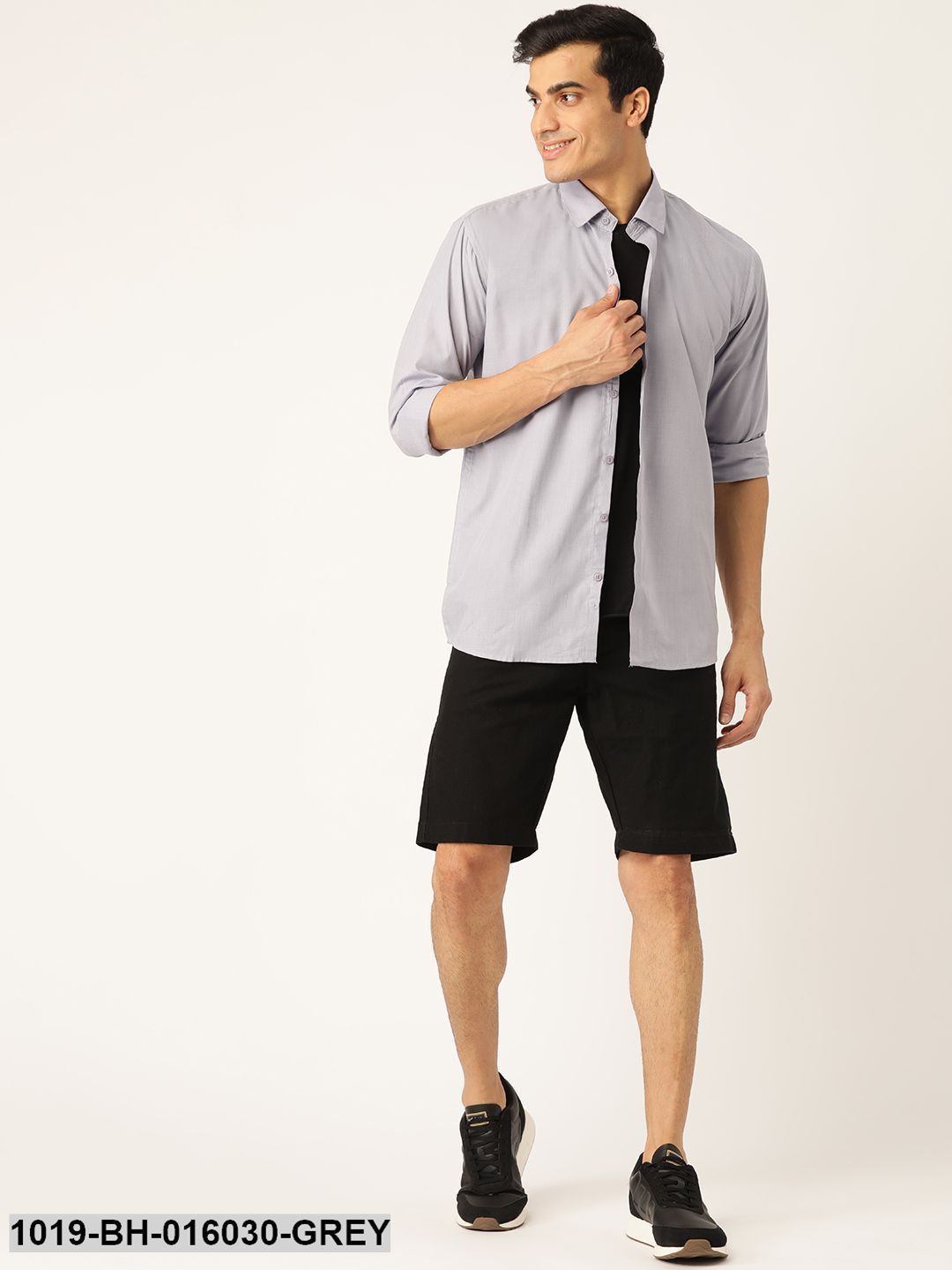 Men's Cotton Grey Casual Shirt - Sojanya