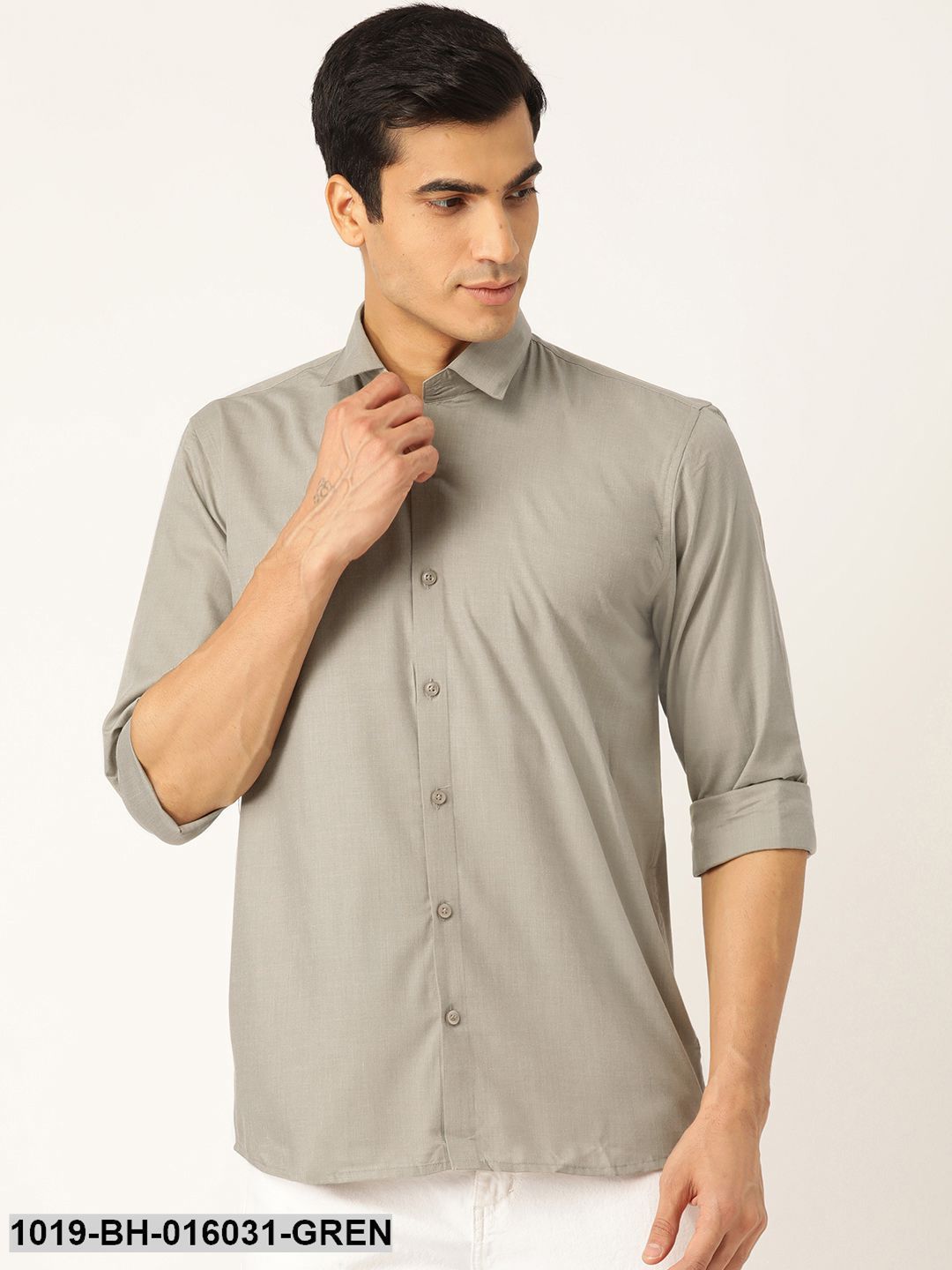 Men's Cotton Pista Green Casual Shirt - Sojanya