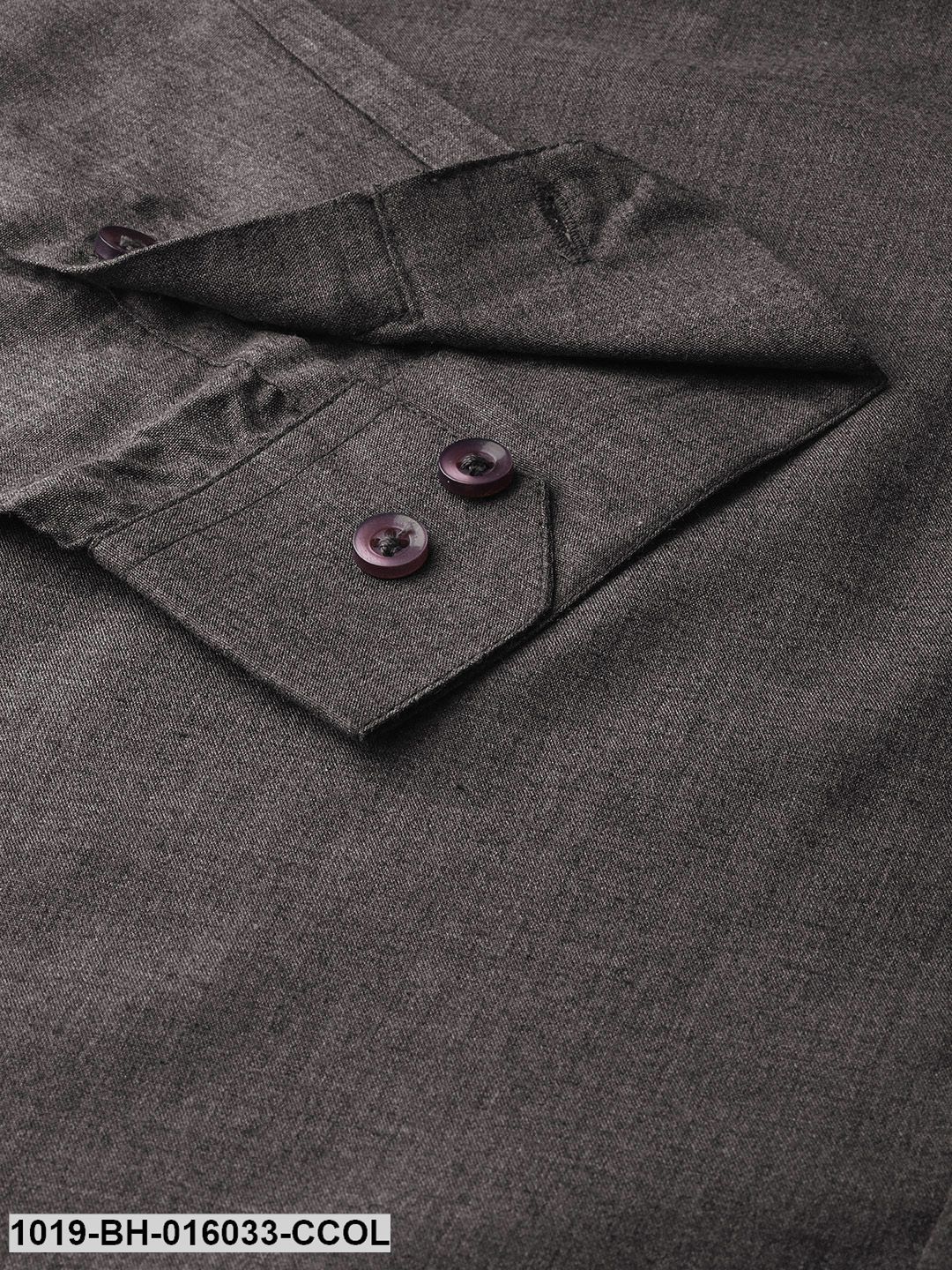 Men's Cotton Charcoal Grey Casual Shirt - Sojanya