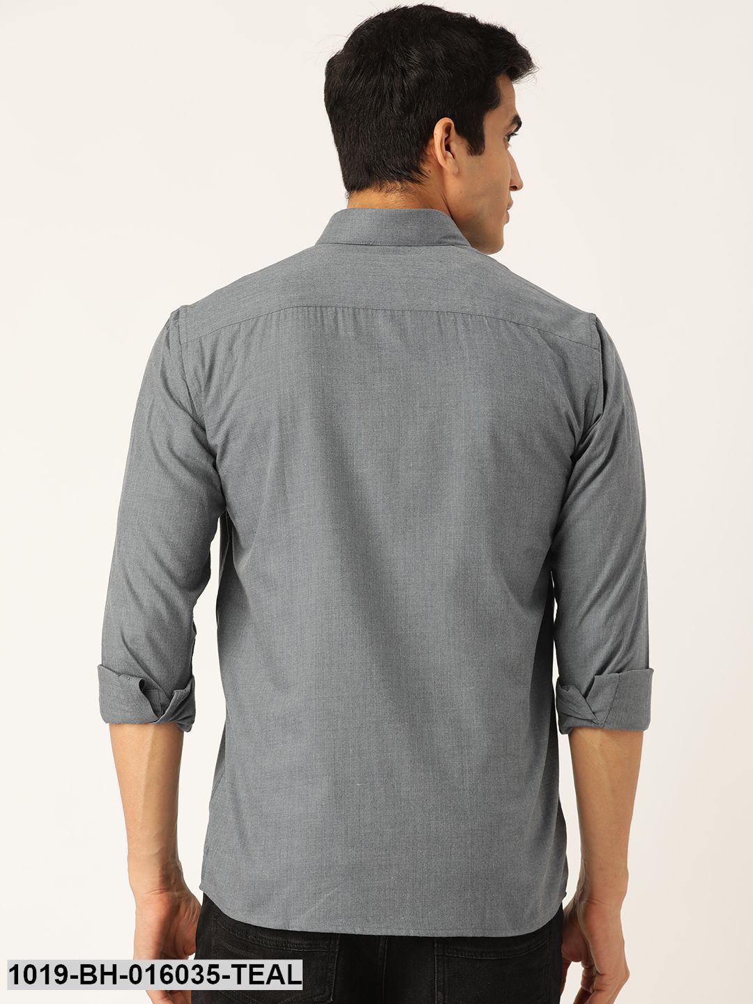 Men's Cotton Teal Blue Casual Shirt - Sojanya