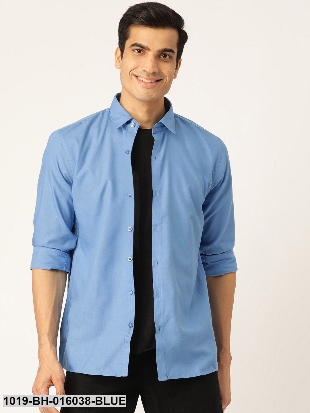Men's Cotton Blue Casual Shirt - Sojanya