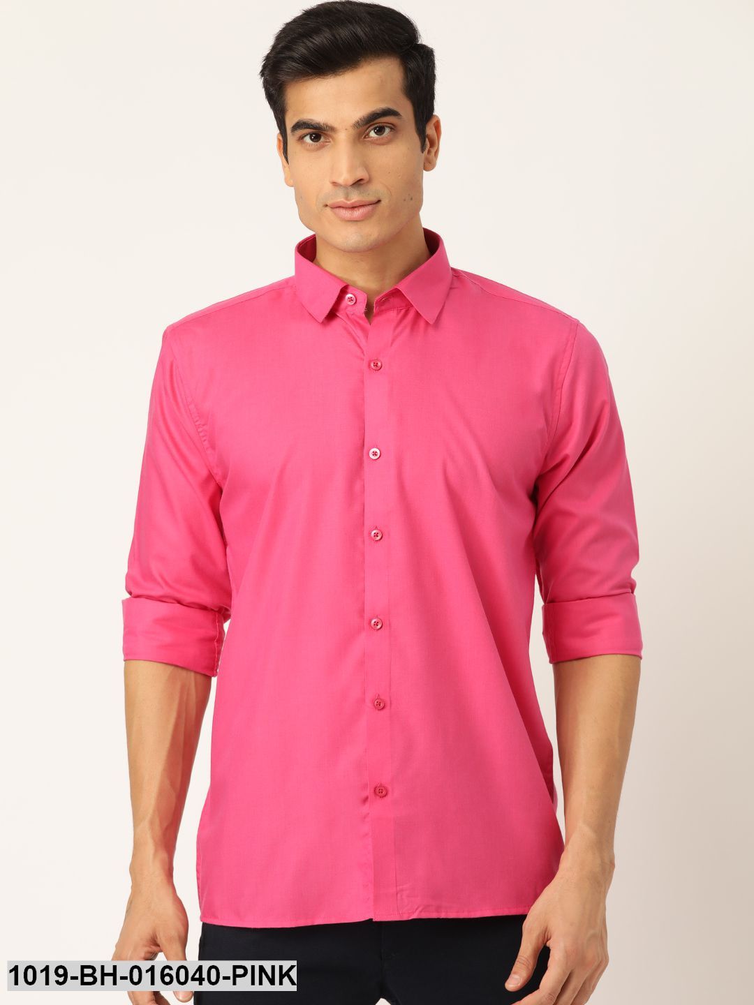 Men's Cotton Dark Pink Casual Shirt - Sojanya