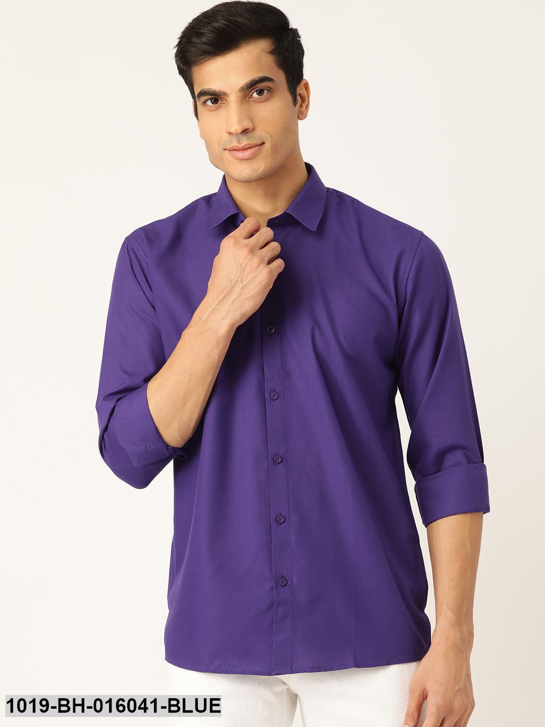 Men's Cotton Royal Blue Casual Shirt - Sojanya