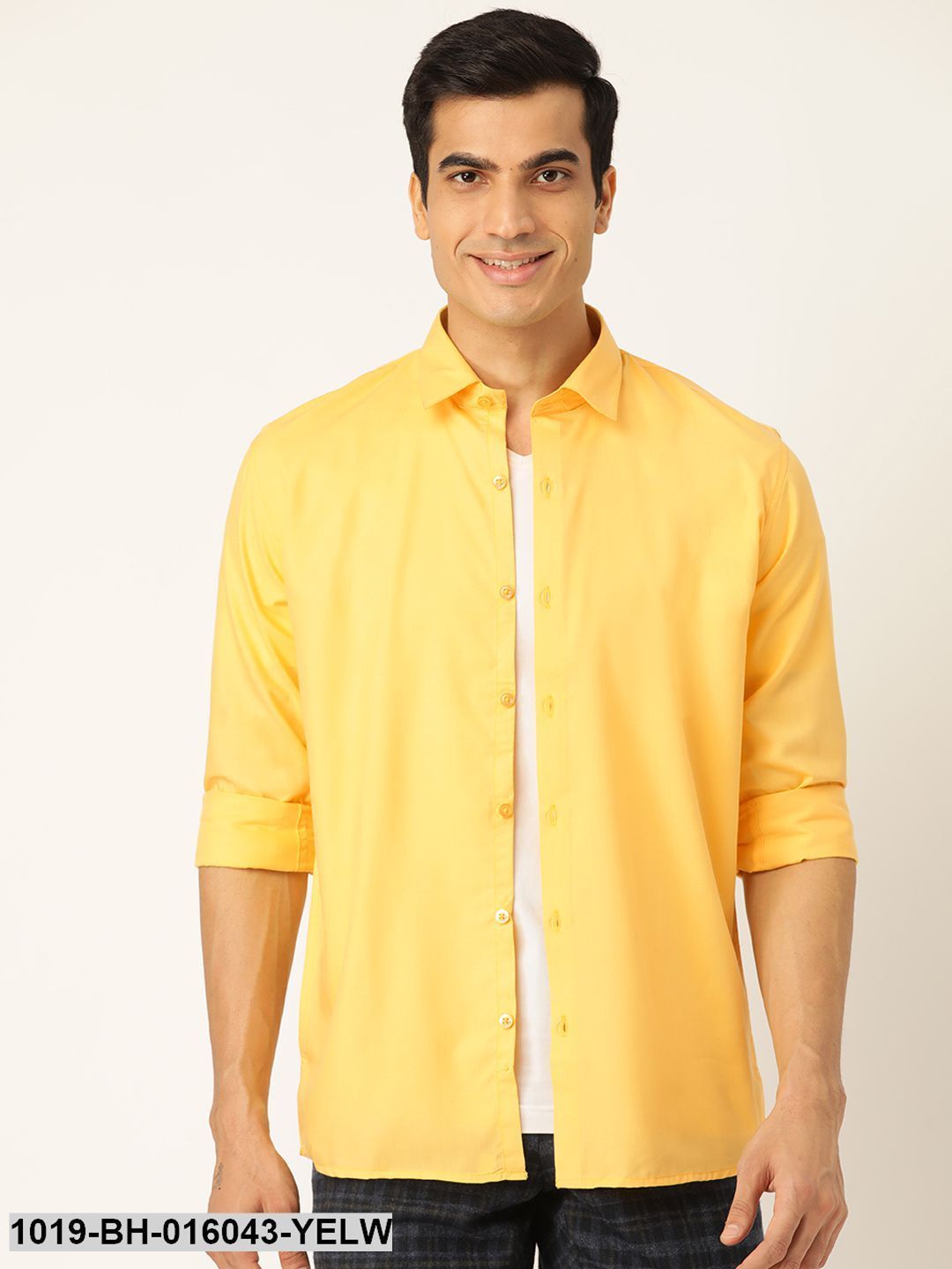 Men's Cotton Yellow Casual Shirt - Sojanya