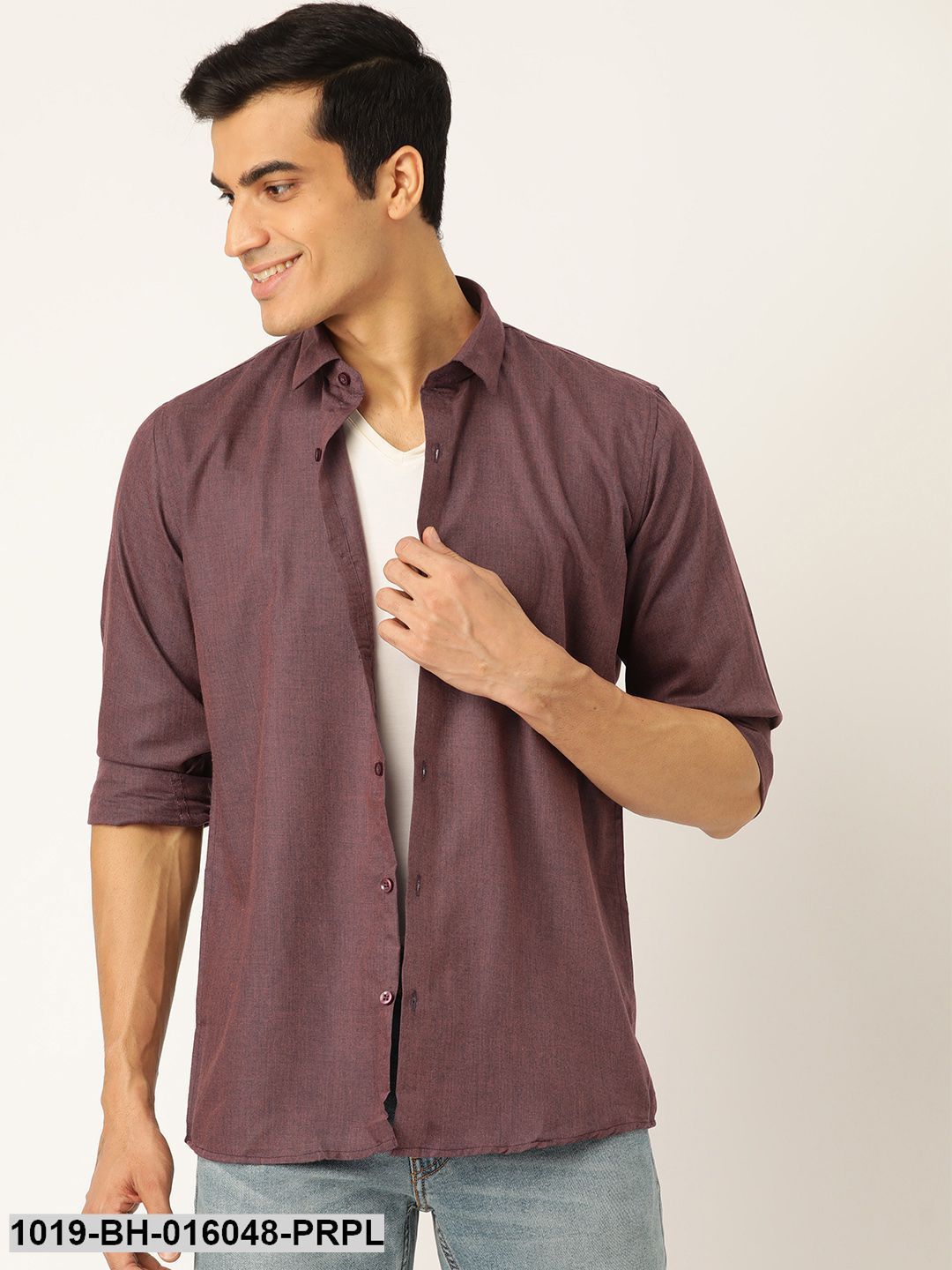 Men's Cotton Wine Casual Shirt - Sojanya
