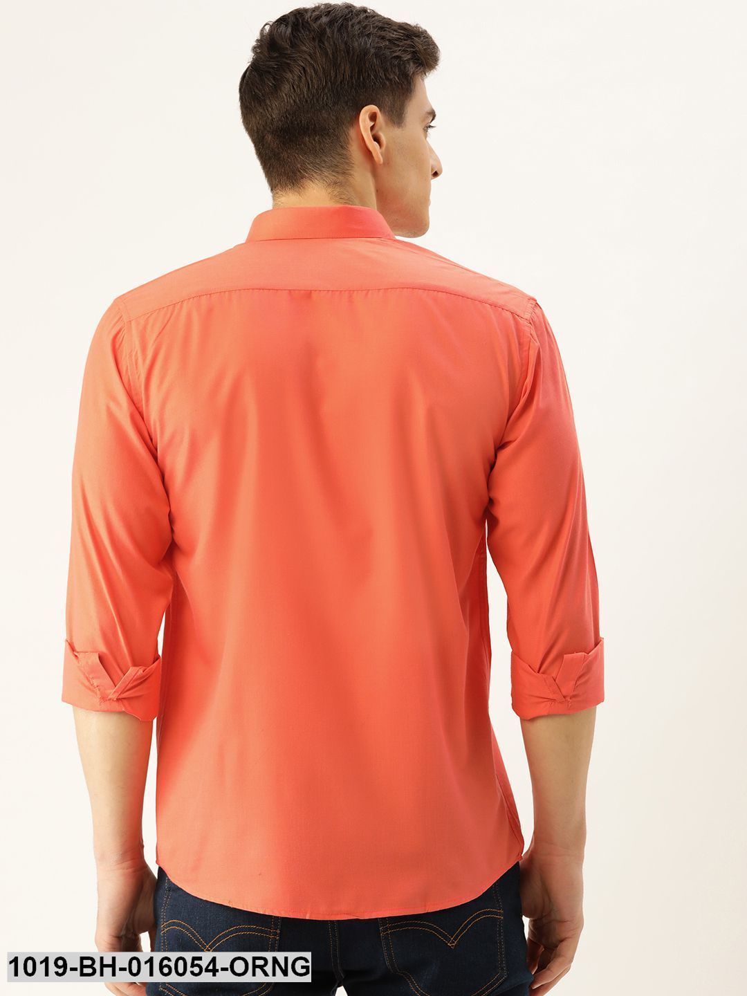 Men's Cotton Orange Casual Shirt - Sojanya