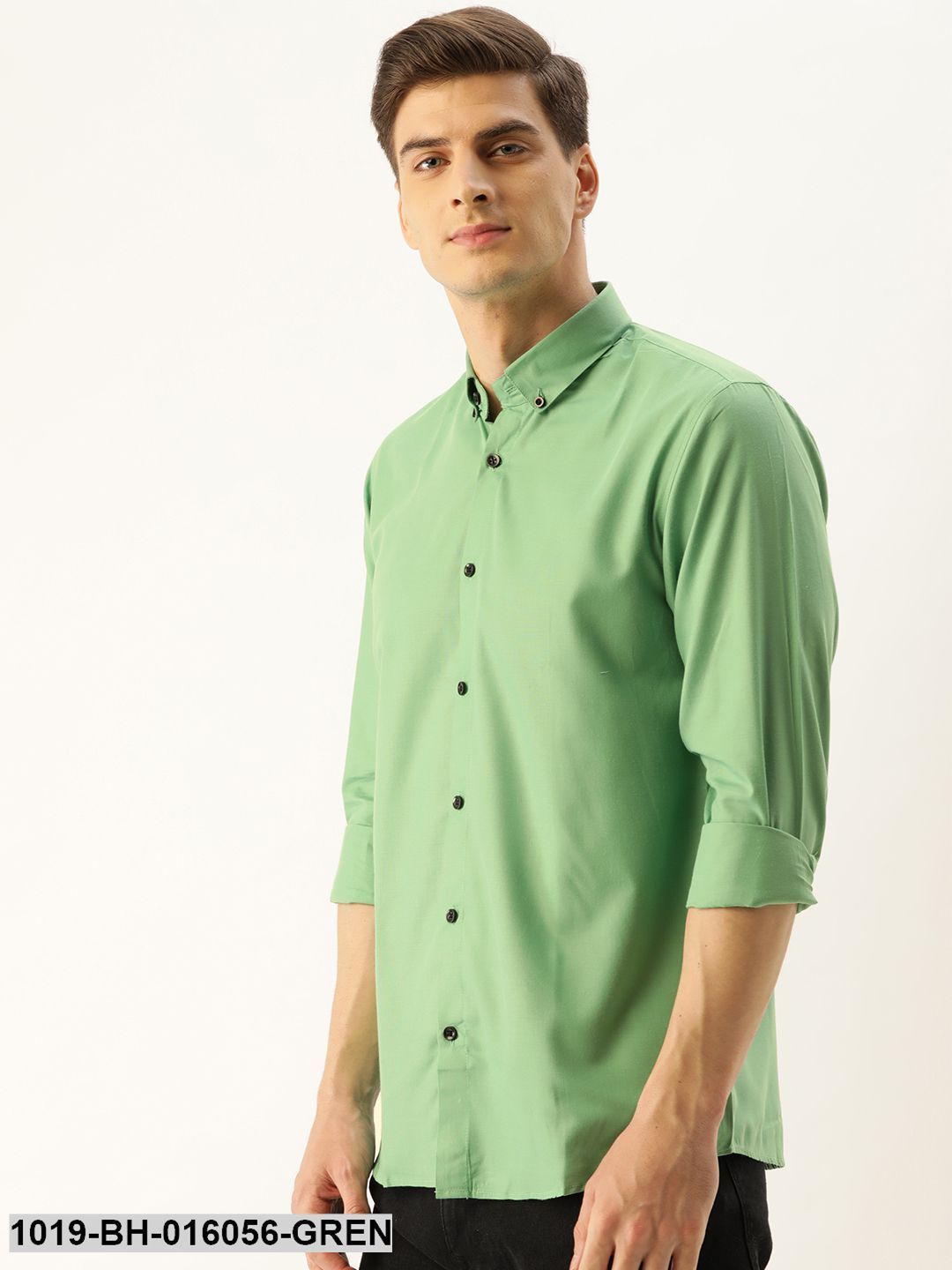 Men's Cotton Green Casual Shirt - Sojanya