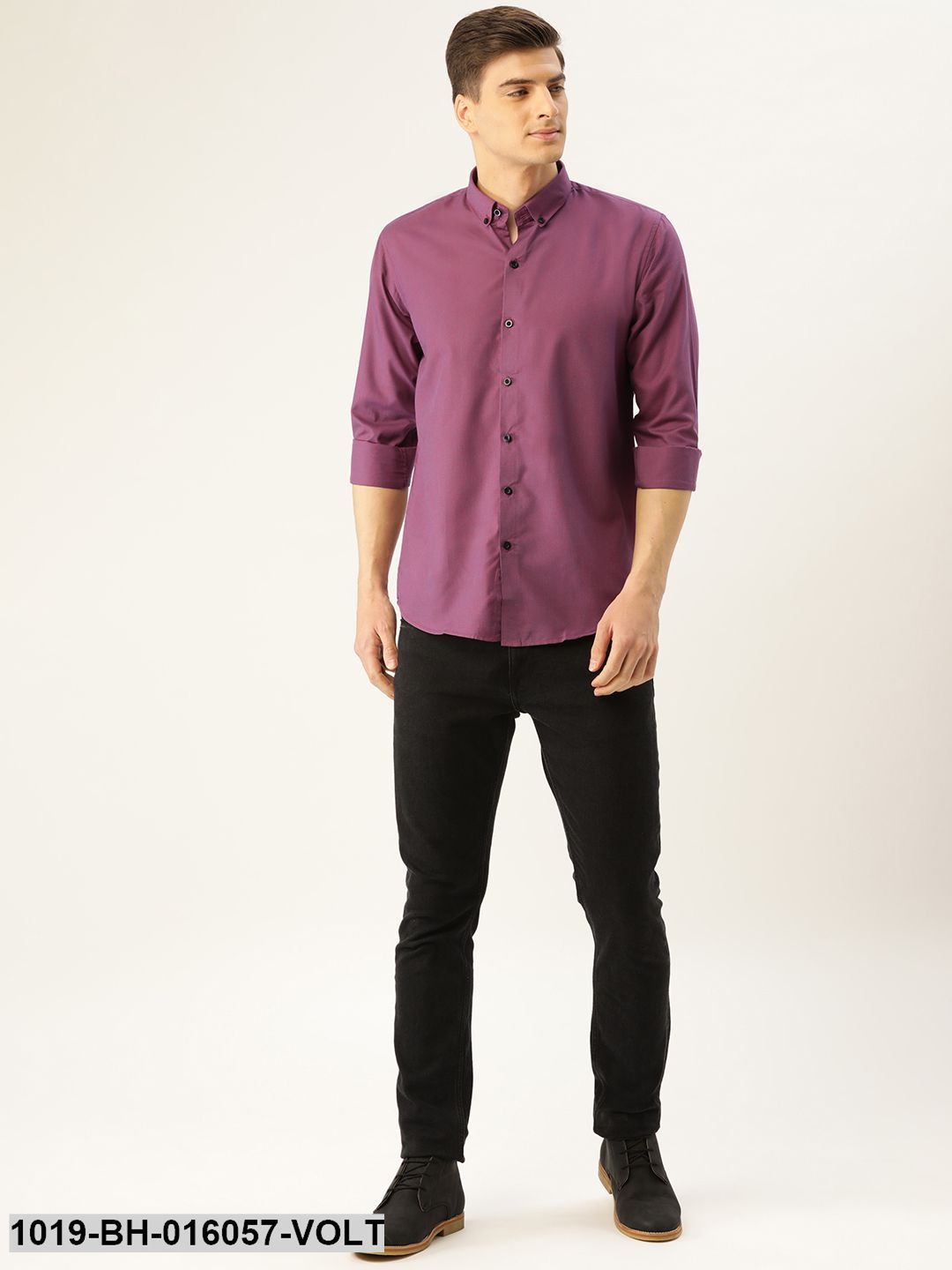 Men's Cotton Violet Casual Shirt - Sojanya