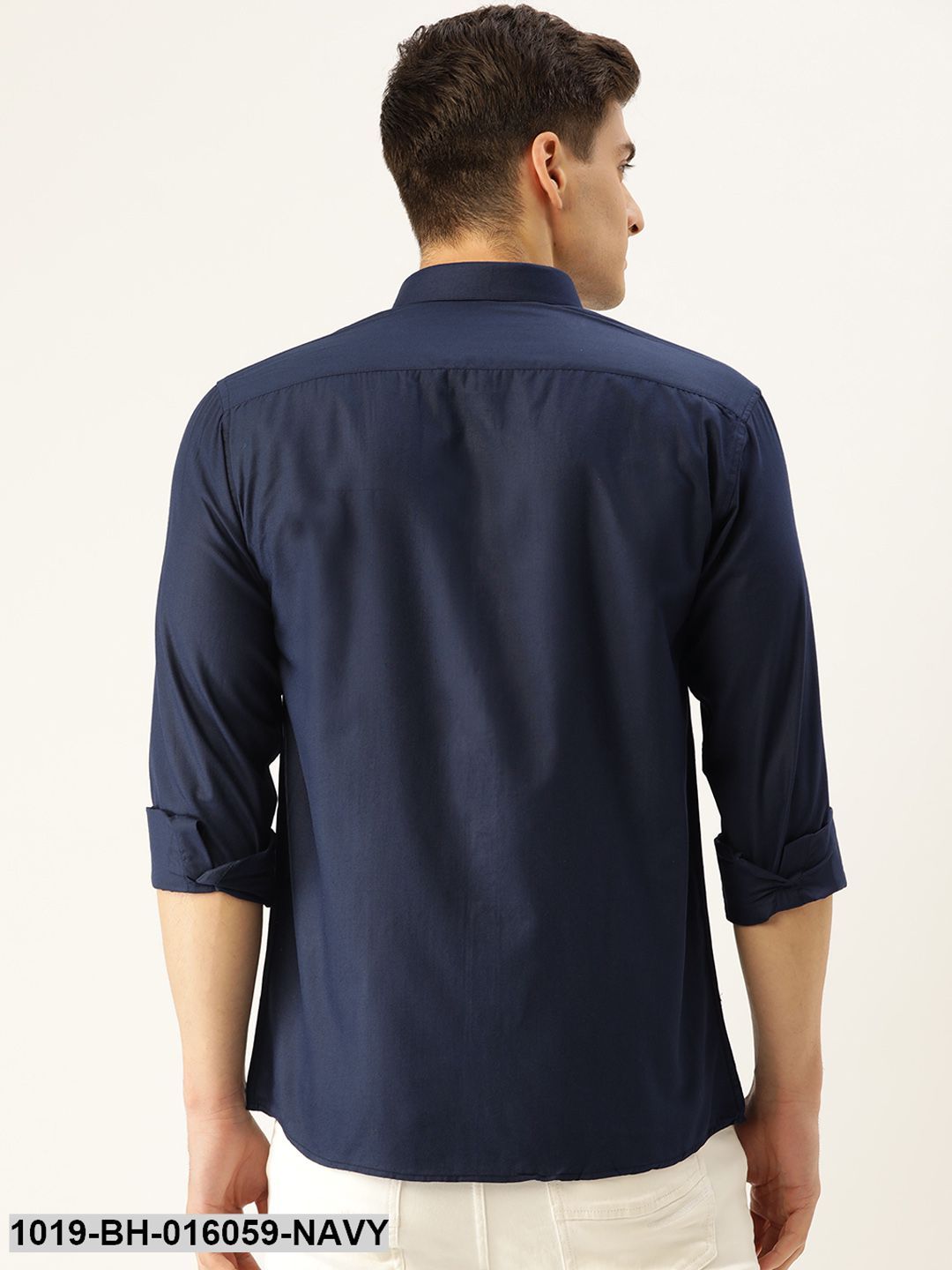 Men's Cotton Navy Blue Casual Shirt - Sojanya