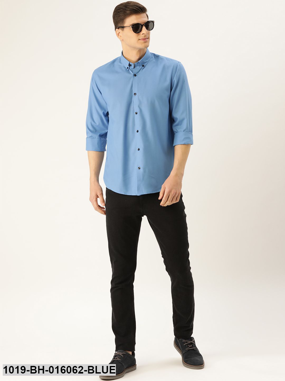Men's Cotton Blue Casual Shirt - Sojanya