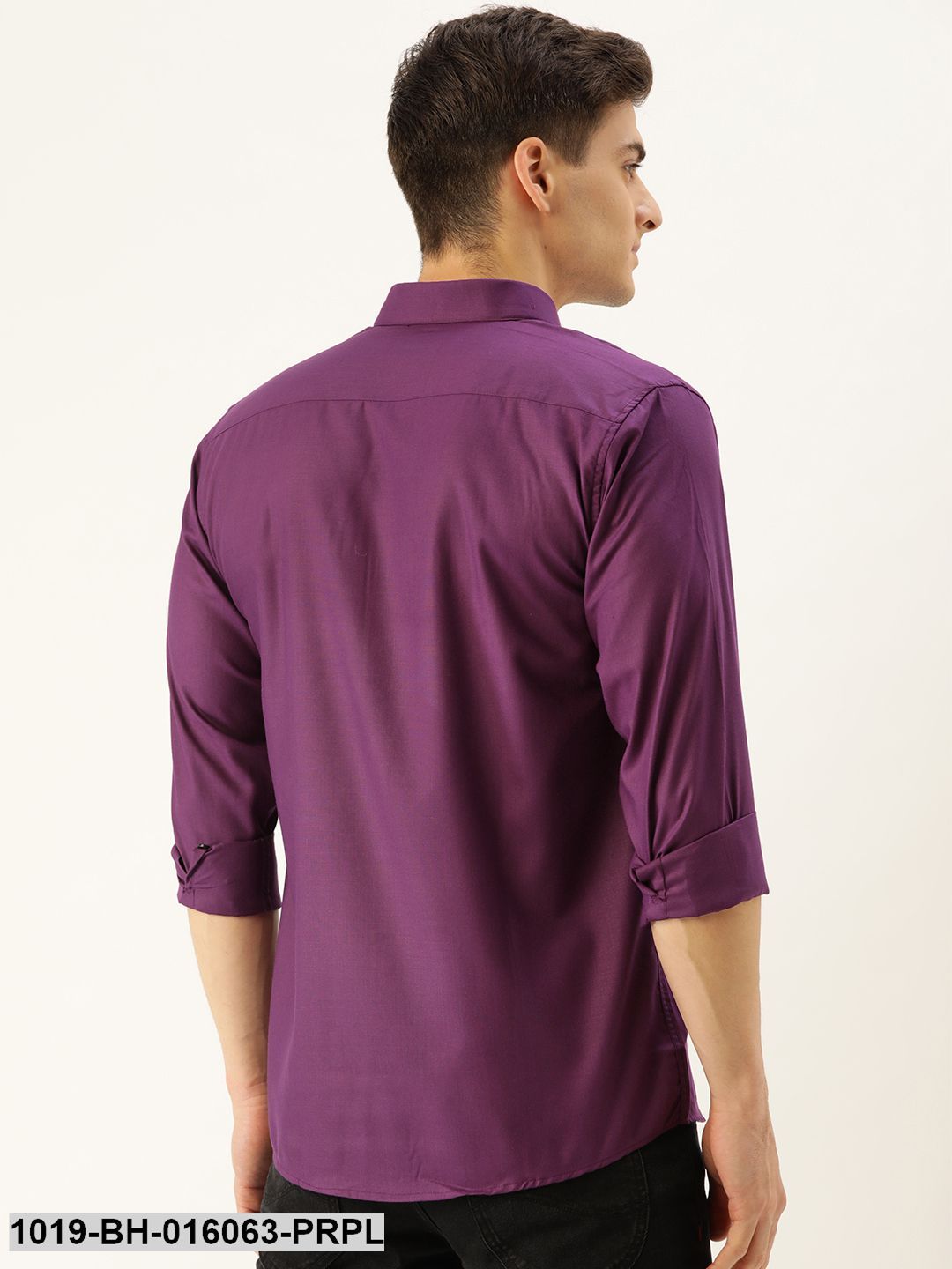 Men's Cotton Dark Purple Casual Shirt - Sojanya