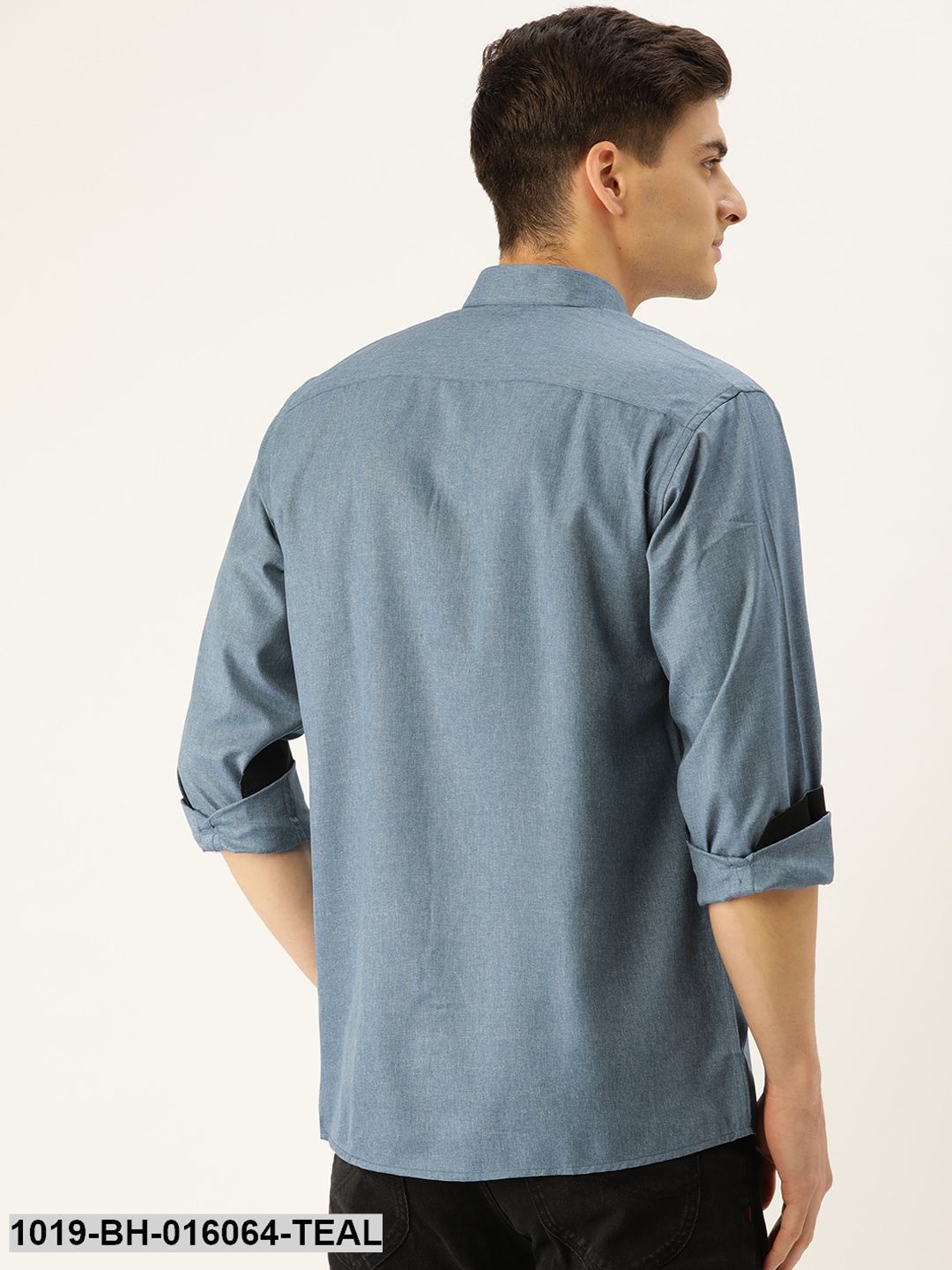 Men's Cotton Teal Blue Casual Shirt