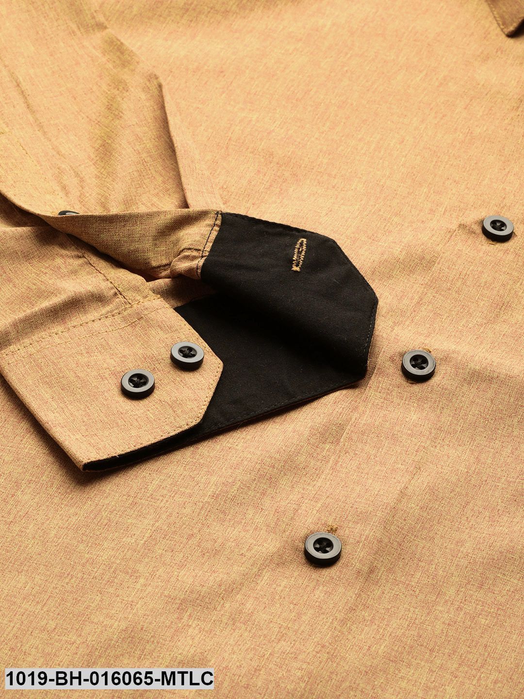 Men's Cotton Metallic Gold Casual Shirt - Sojanya