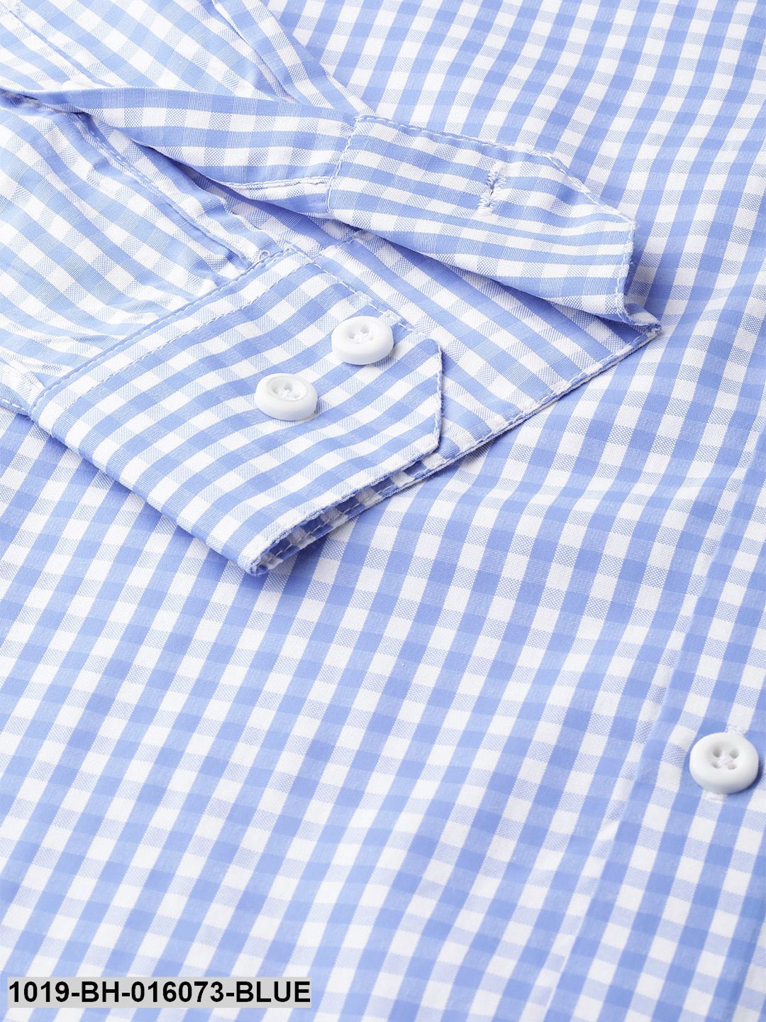 Men's Cotton Blue & White Checked Casual Shirt - Sojanya