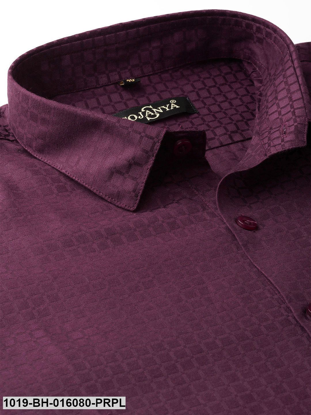 Men's Cotton Wine Checked Casual Shirt