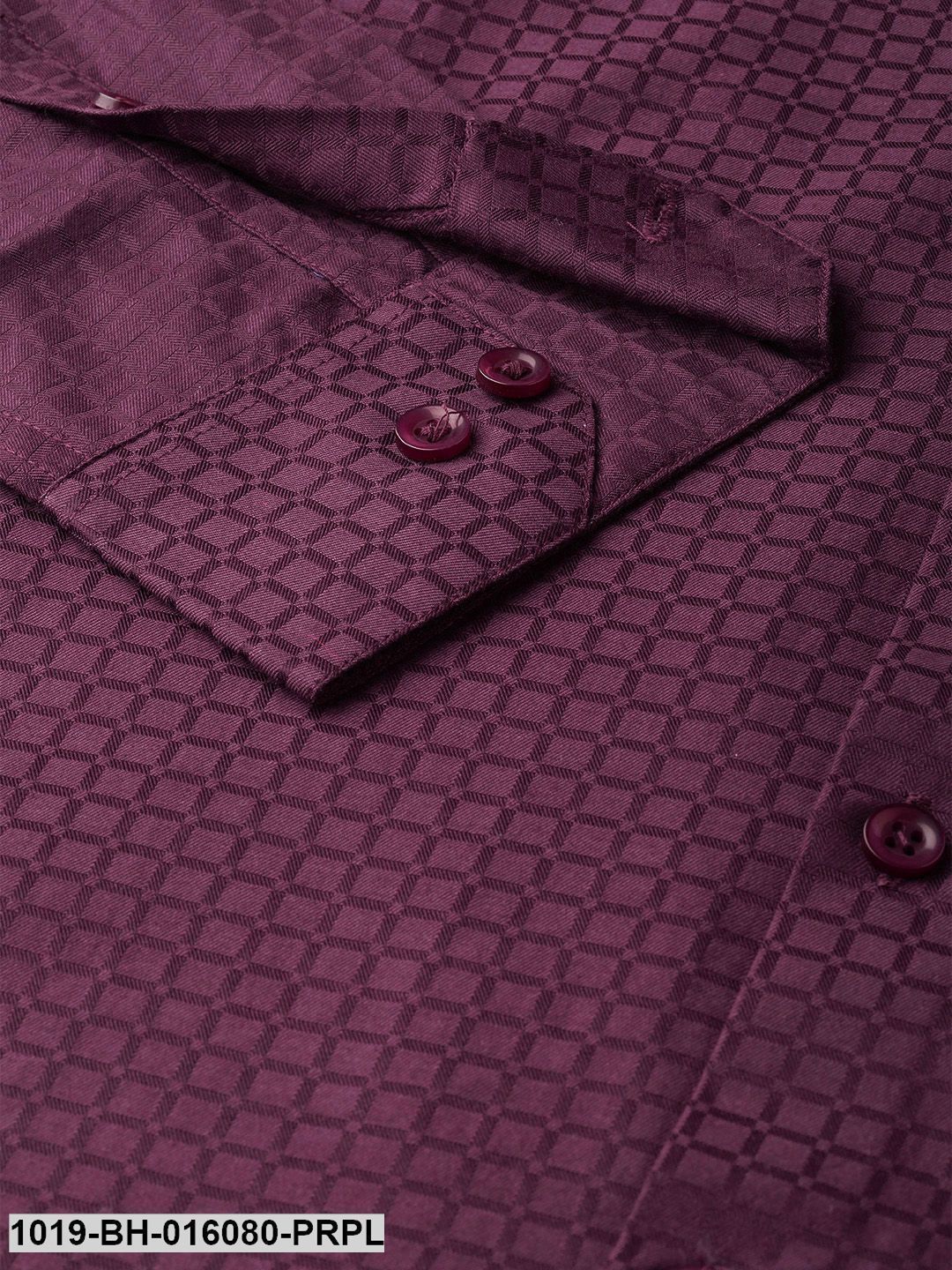 Men's Cotton Wine Checked Casual Shirt