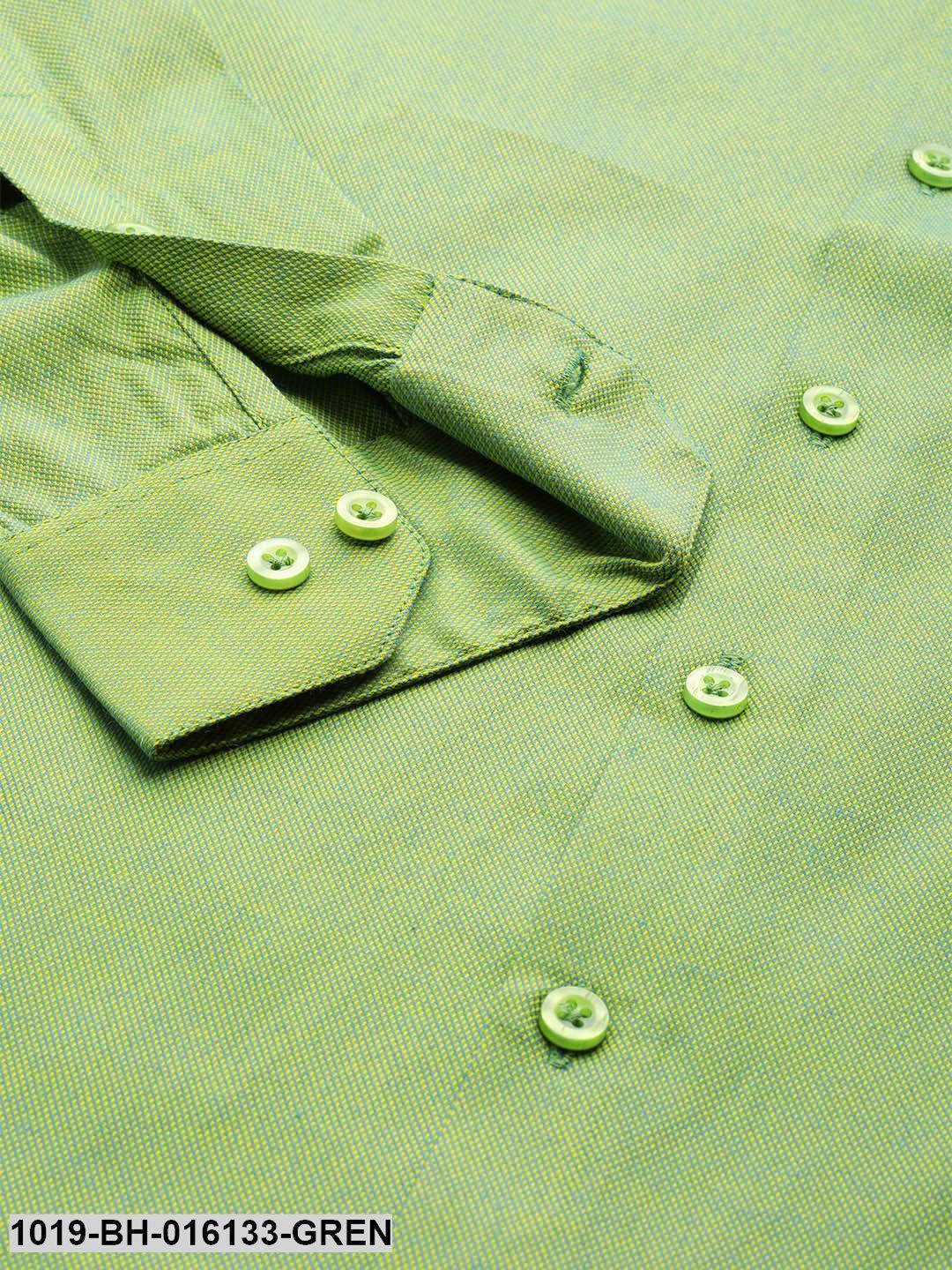 Men's Cotton Green Self Design Casual Shirt - Sojanya