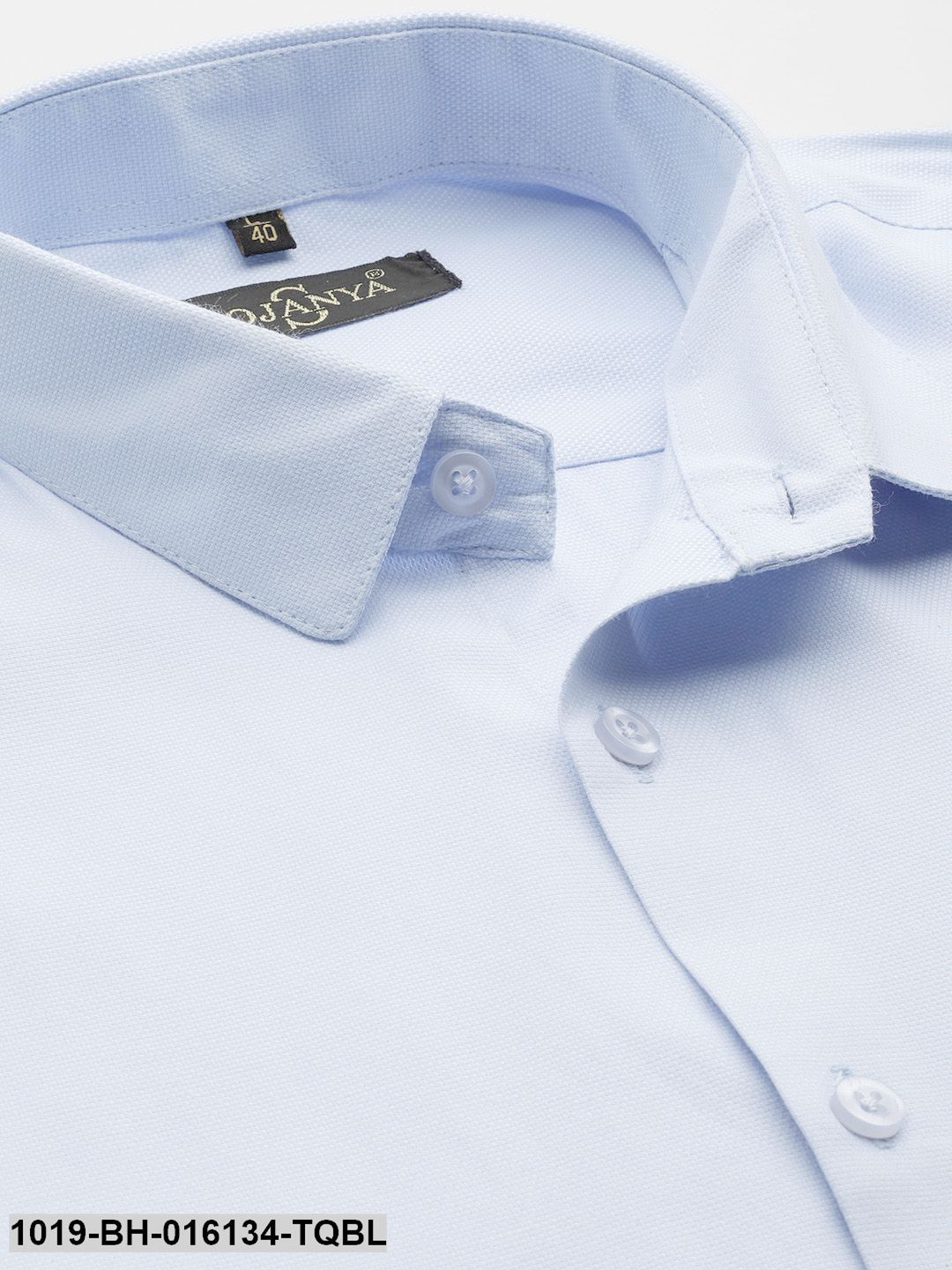 Men's Cotton Sky Blue Self Design Casual Shirt