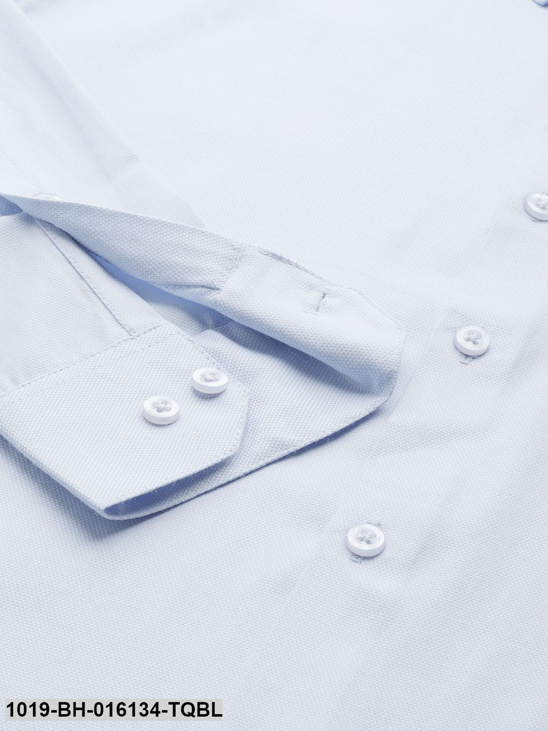 Men's Cotton Sky Blue Self Design Casual Shirt