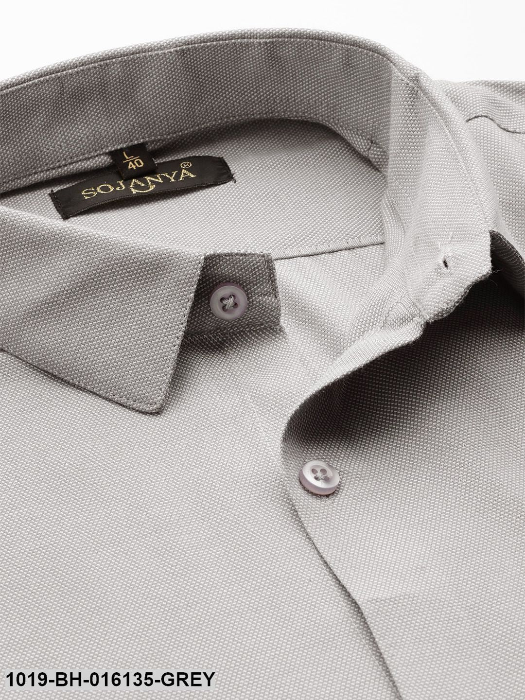 Men's Cotton Grey Self Design Casual Shirt - Sojanya