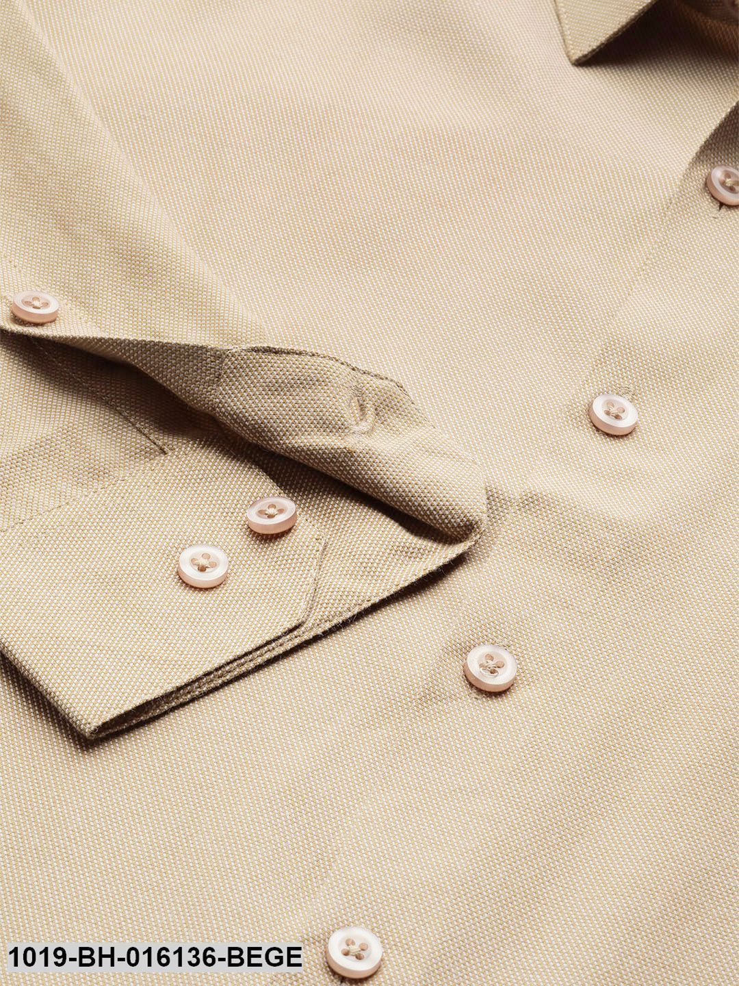 Men's Cotton Beige Self Design Casual Shirt - Sojanya