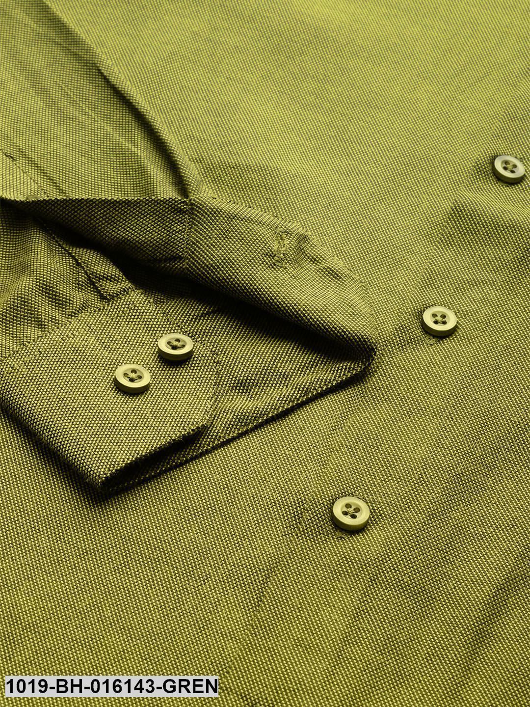 Men's Cotton Moss Green Self Design Casual Shirt - Sojanya