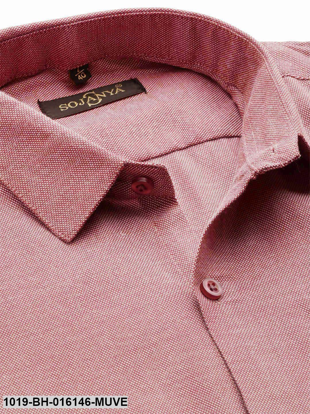 Men's Cotton Mauve Self Design Casual Shirt - Sojanya