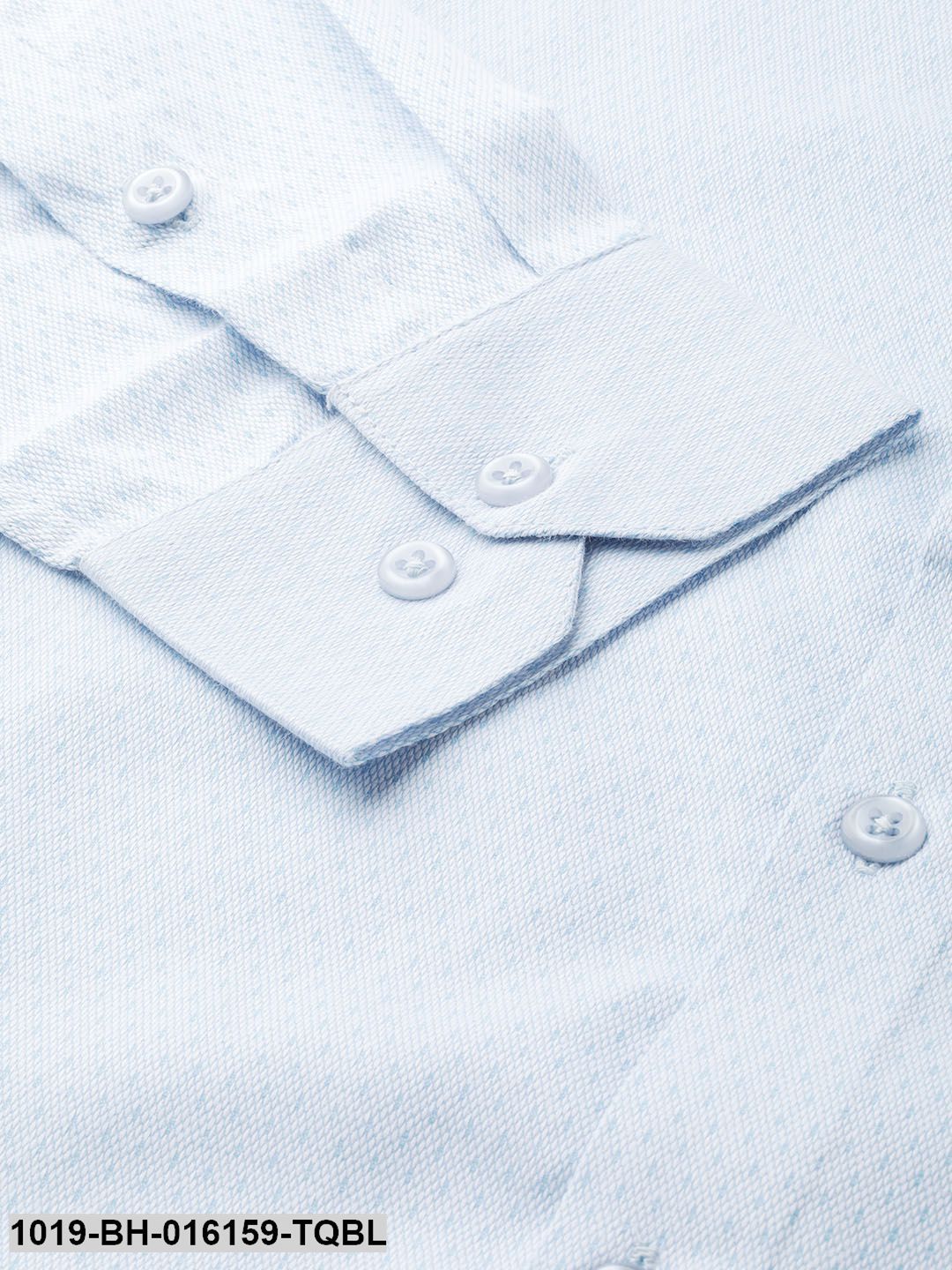 Men's Cotton Sky Blue Self Design Formal Shirt