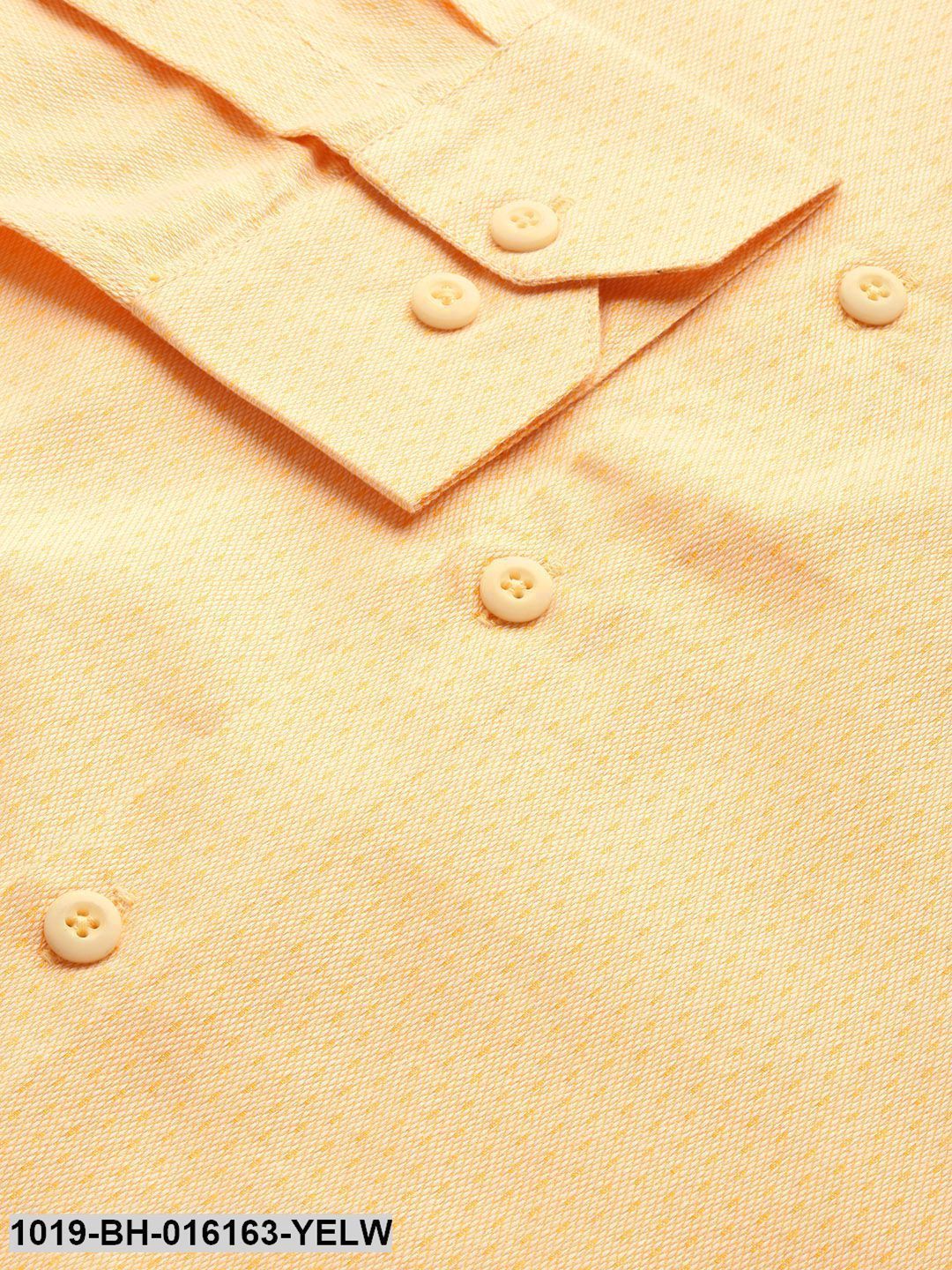 Men's Cotton Lemon Yellow Self Design Formal Shirt - Sojanya