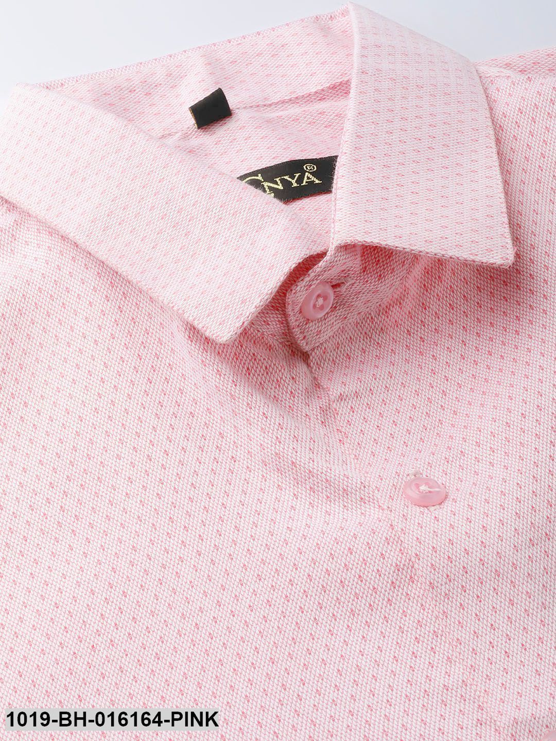 Men's Cotton Pink Self Design Formal Shirt
