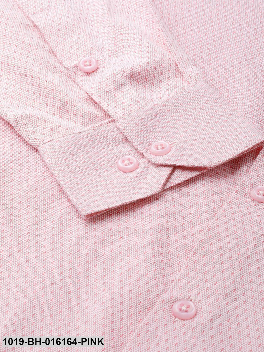Men's Cotton Pink Self Design Formal Shirt