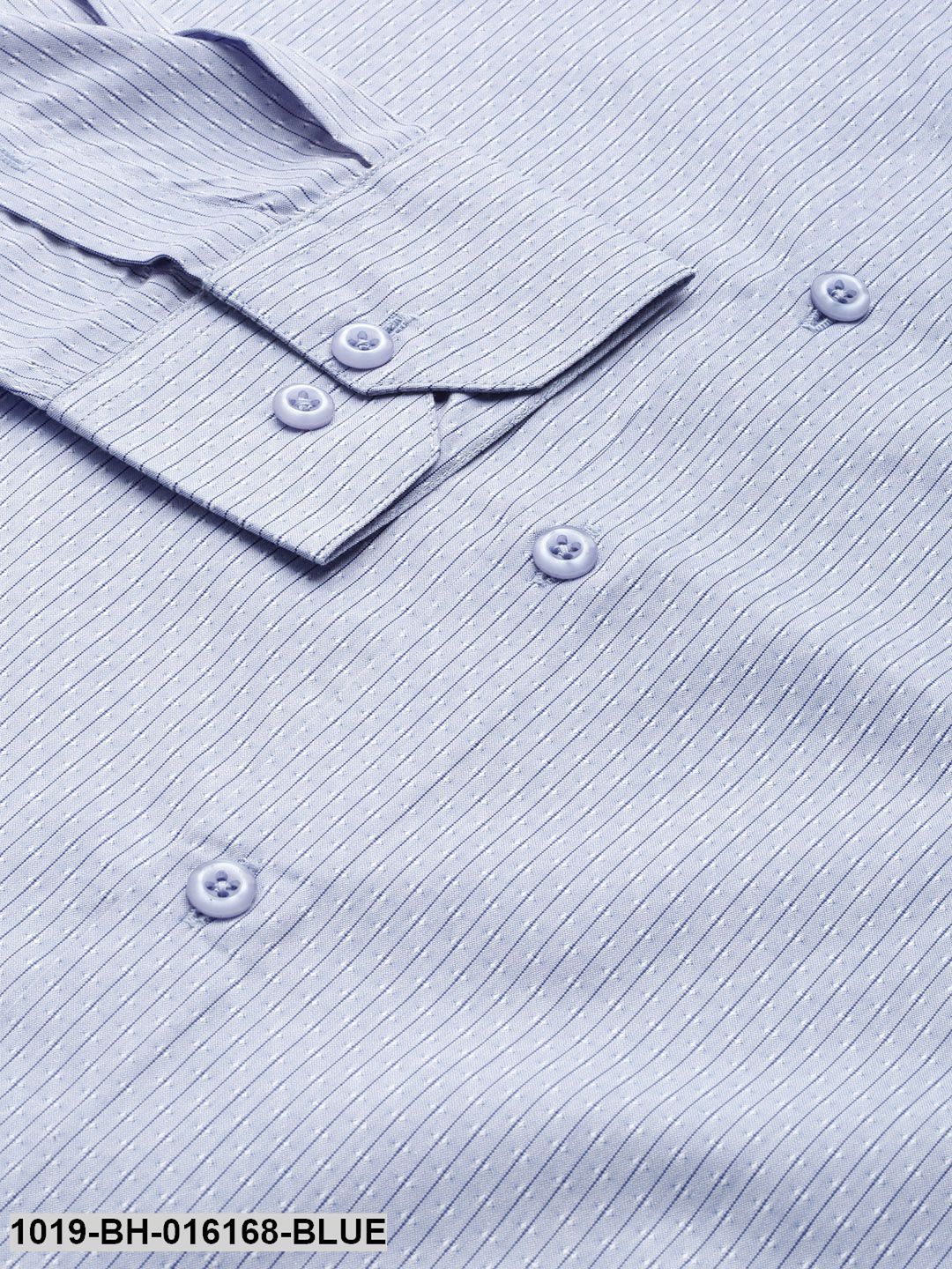Men's Cotton Blue & Navy Blue Striped Formal Shirt - Sojanya