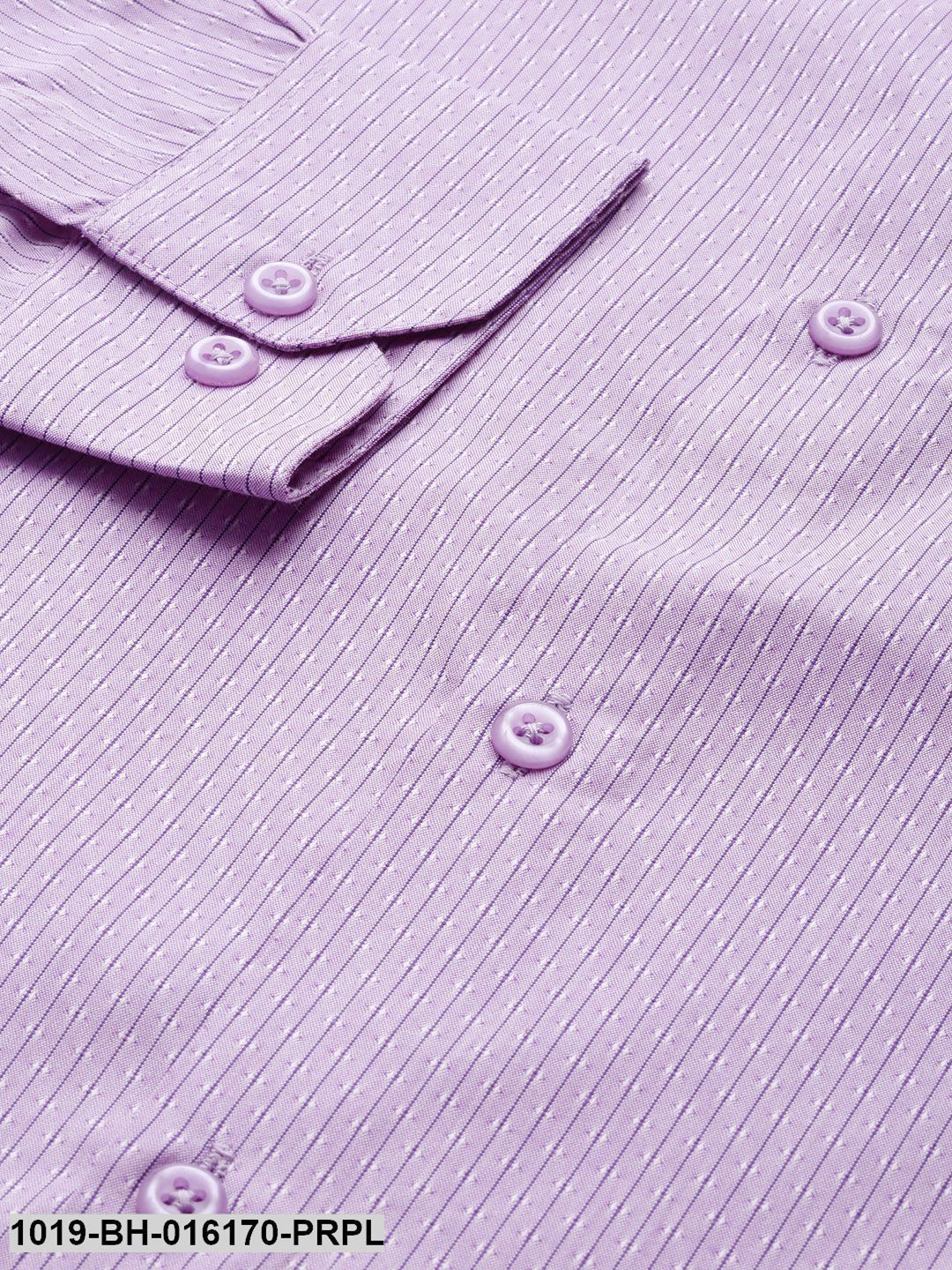Men's Cotton Purple & Off White Striped Formal Shirt - Sojanya